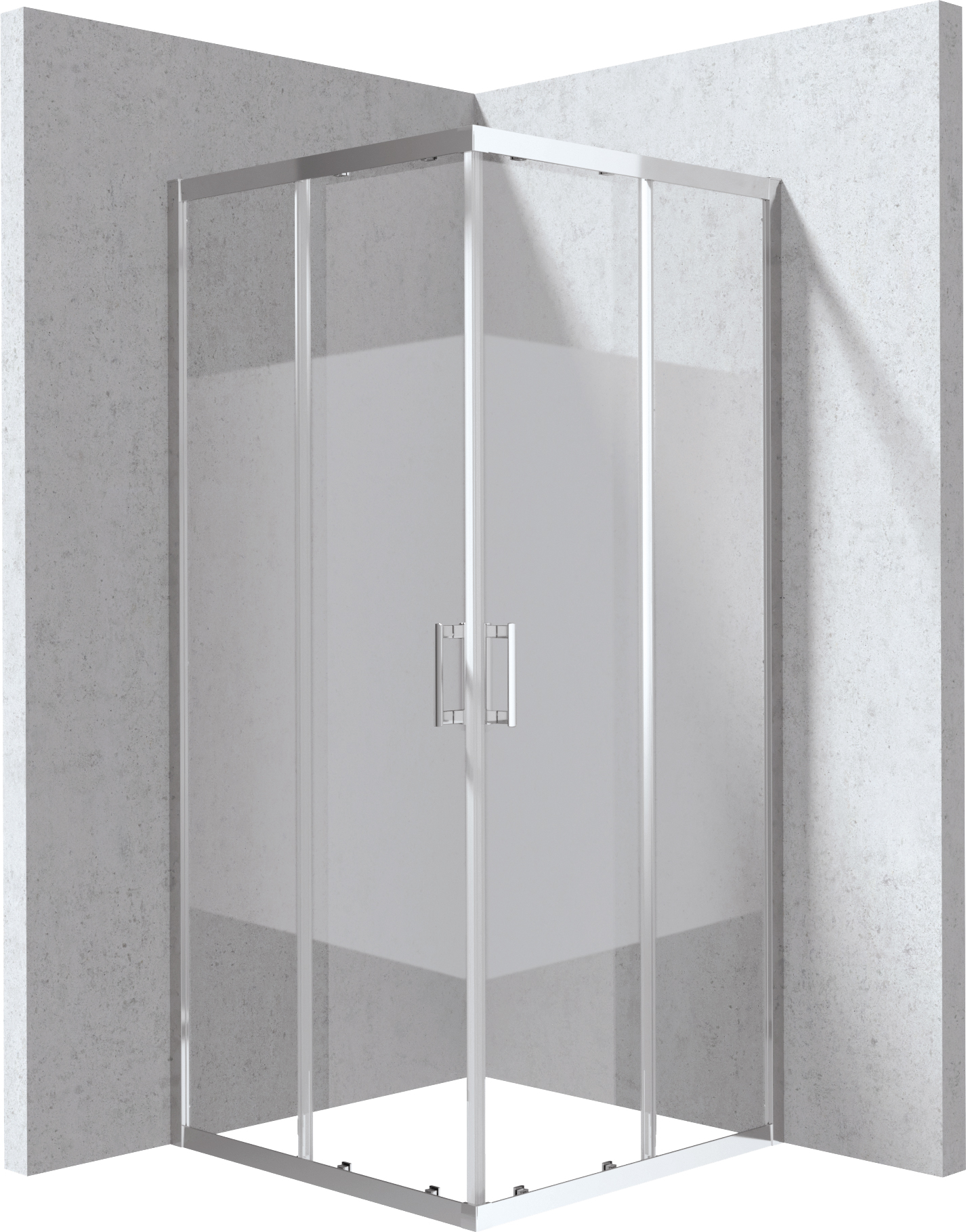 Deante Funkia Evo Duschkabine 80x80 cm quadratisch chrom Glanz/Glas mit Muster KYC_0E88P