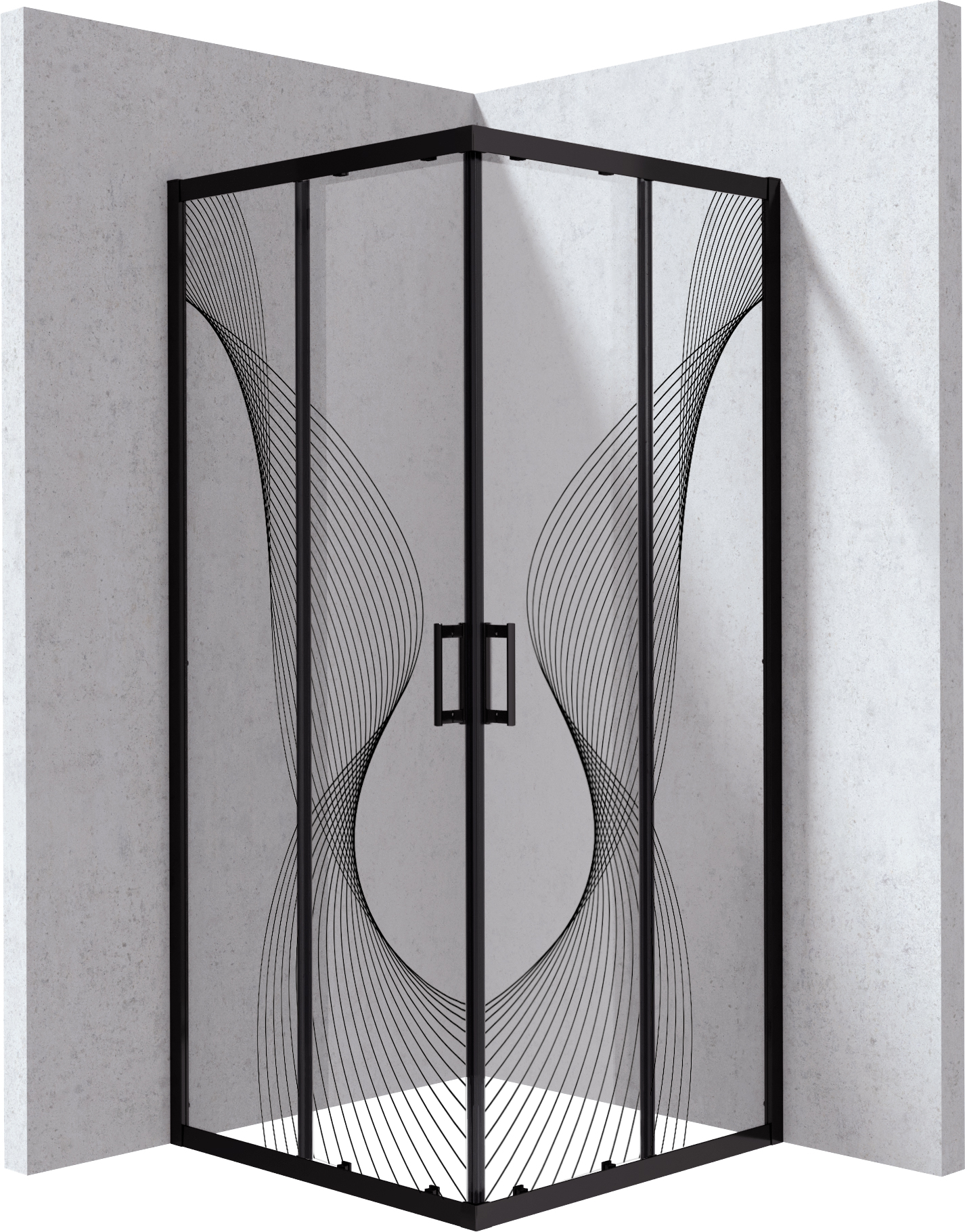 Deante Funkia Evo Duschkabine 80x80 cm quadratisch schwarz Matte/Glas mit Muster KYC_NB88P