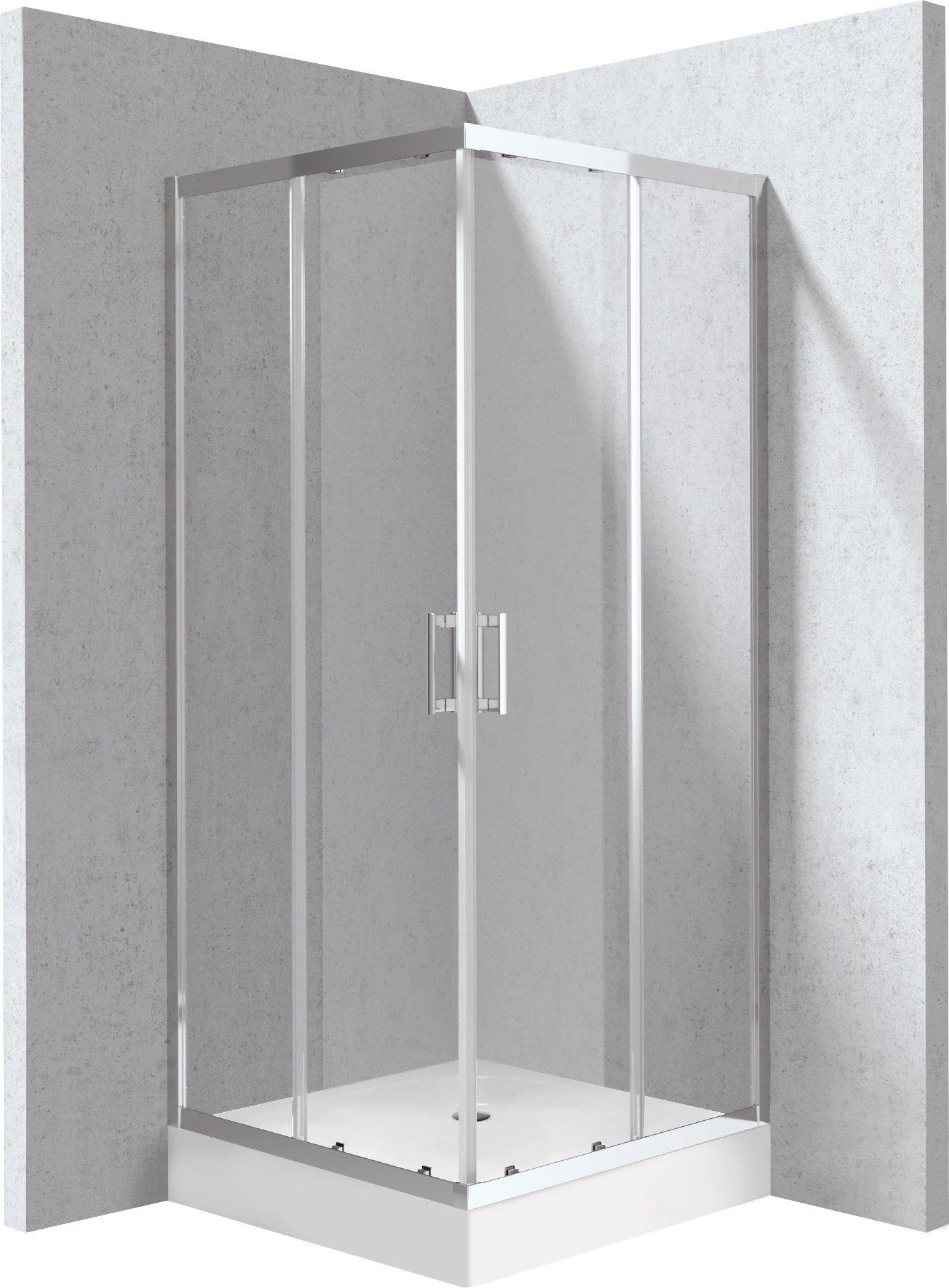 Deante Funkia Evo Duschkabinen-Set mit Duschwanne 90x90 cm quadratisch chrom Glanz/durchsichtiges Glas KYCZ0099P