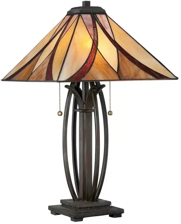 Elstead Lighting Asheville Tischlampe 2x60 W bernstein-cremig-rot QZ-ASHEVILLE-TL
