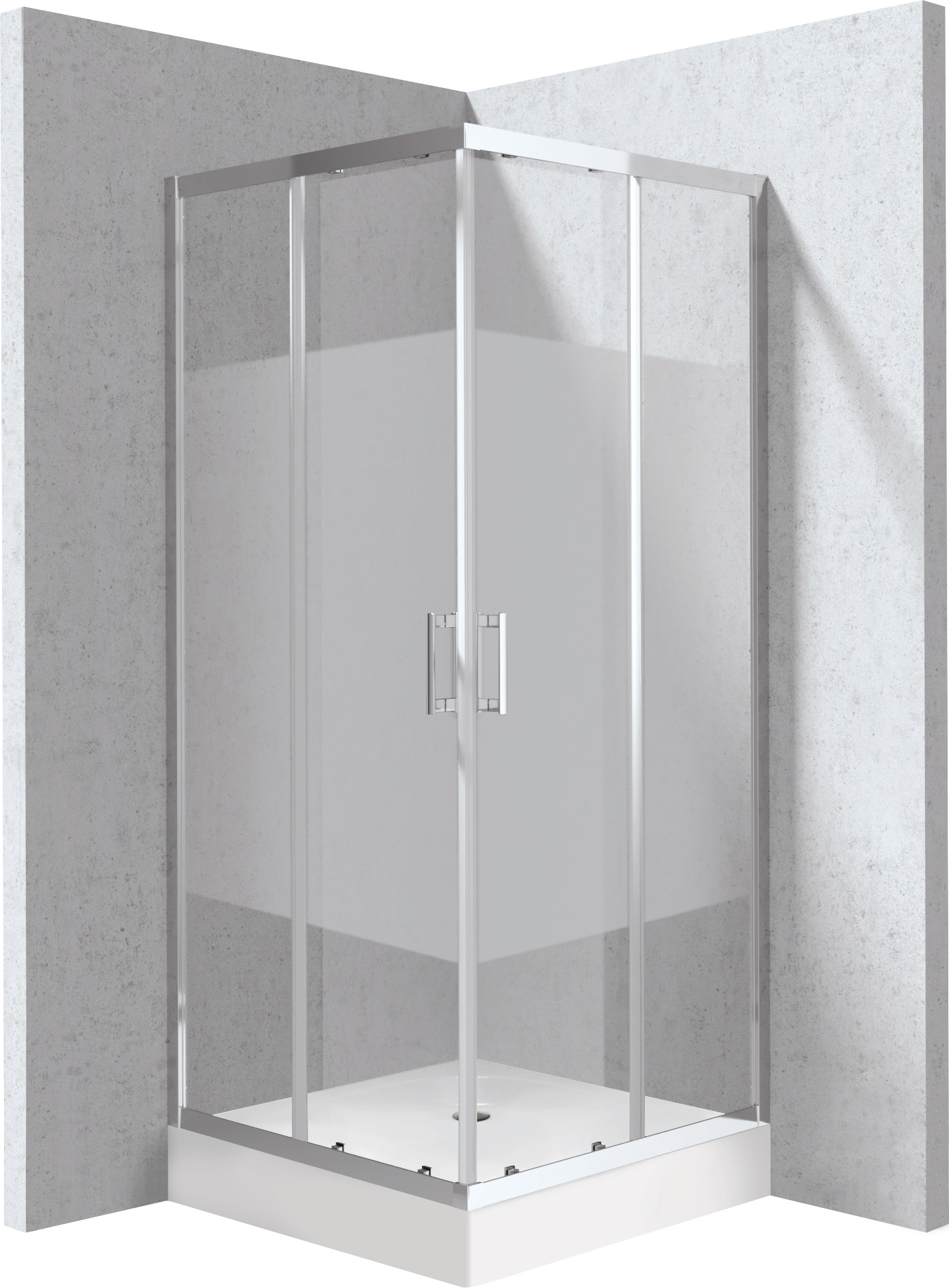 Deante Funkia Evo Duschkabinen-Set mit Duschwanne 80x80 cm quadratisch chrom Glanz/durchsichtiges Glas KYC_Z0E88P