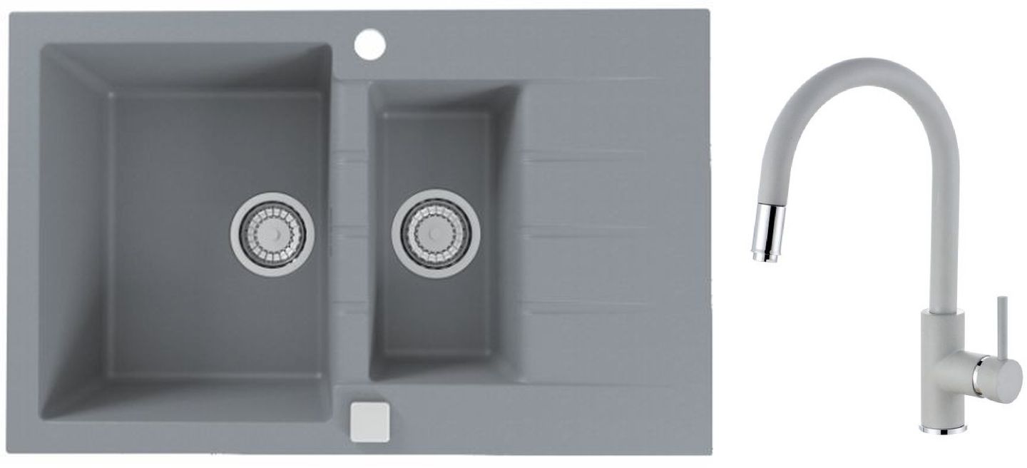 Set Granitspüle Alveus Cadit 1131360, Küchenarmatur Alveus Delos 1129019