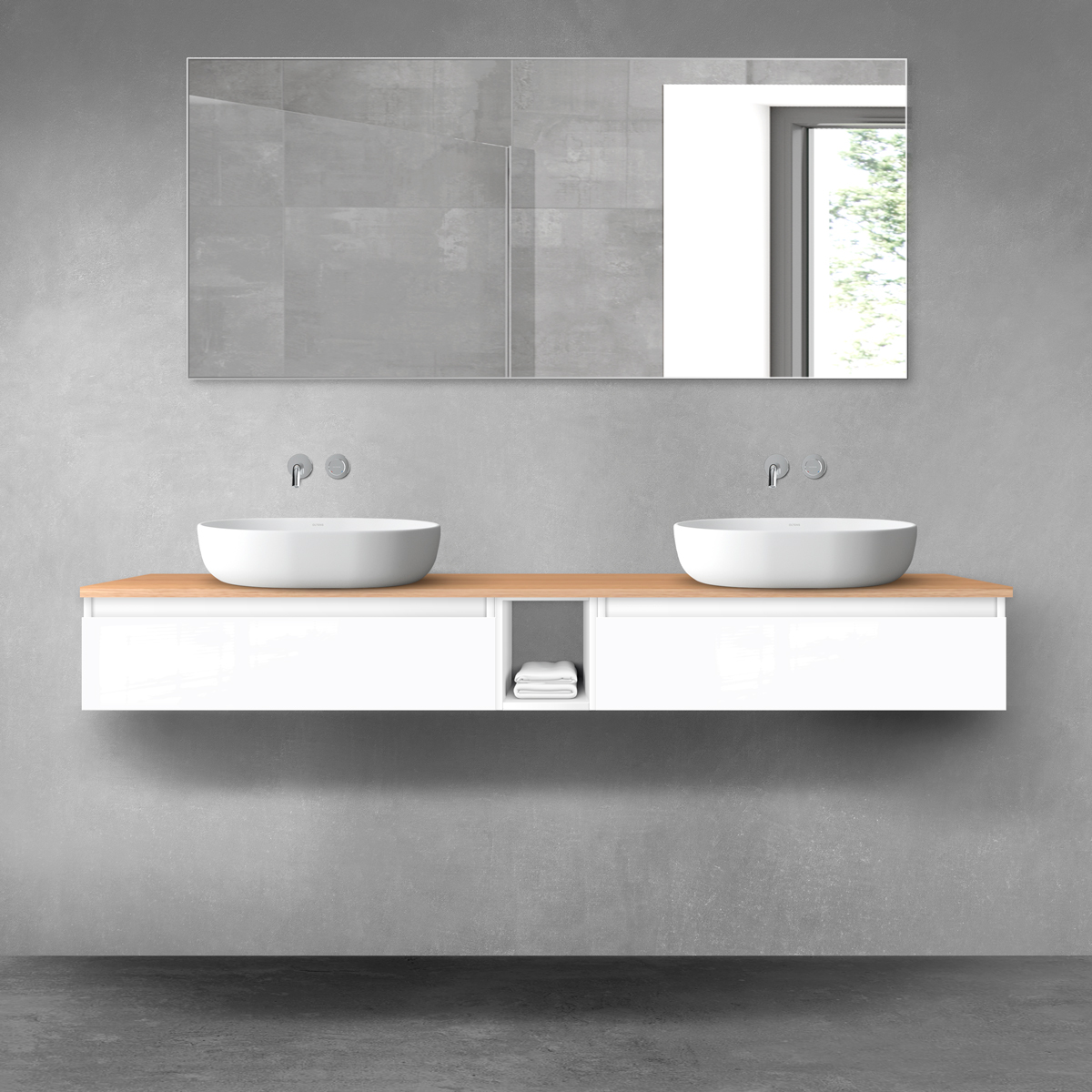 Set Badschrank Oltens Vernal 60010000, Waschtischplatte Oltens Vernal 63021060, 60020000