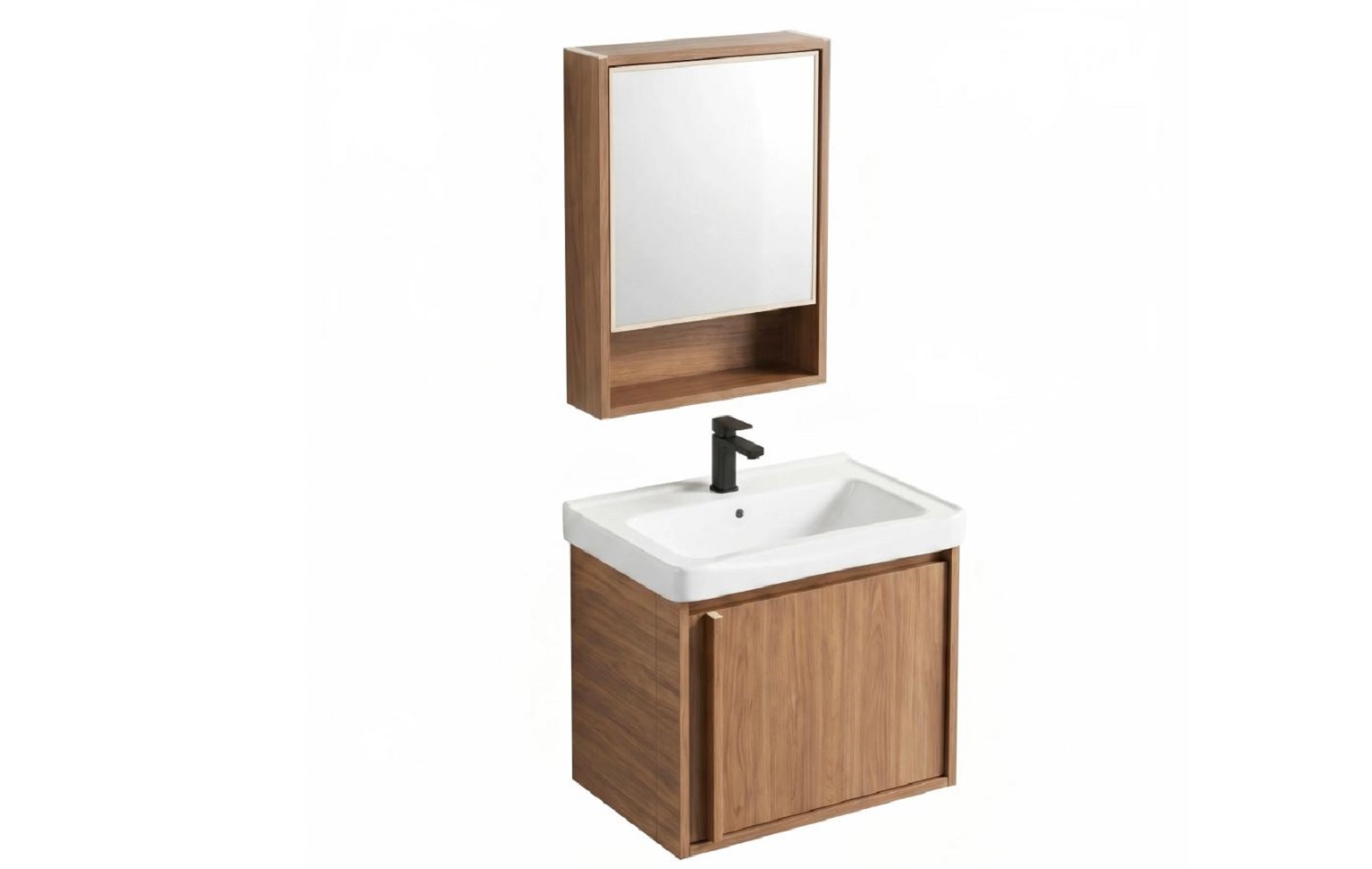 Rea Gama Waschbecken mit Unterschrank und Spiegel 50 cm braun REA-M0200