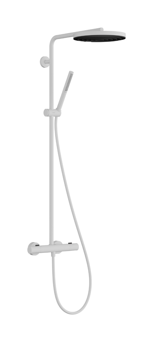 Hansgrohe Pulsify S Puro Duschset Wandmontage mit Thermostat mit Kopfbrause weiß 24222700