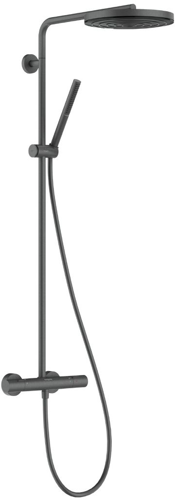 Hansgrohe Pulsify S Puro Duschset Wandmontage mit Thermostat mit Kopfbrause chrom-schwarz 24222340