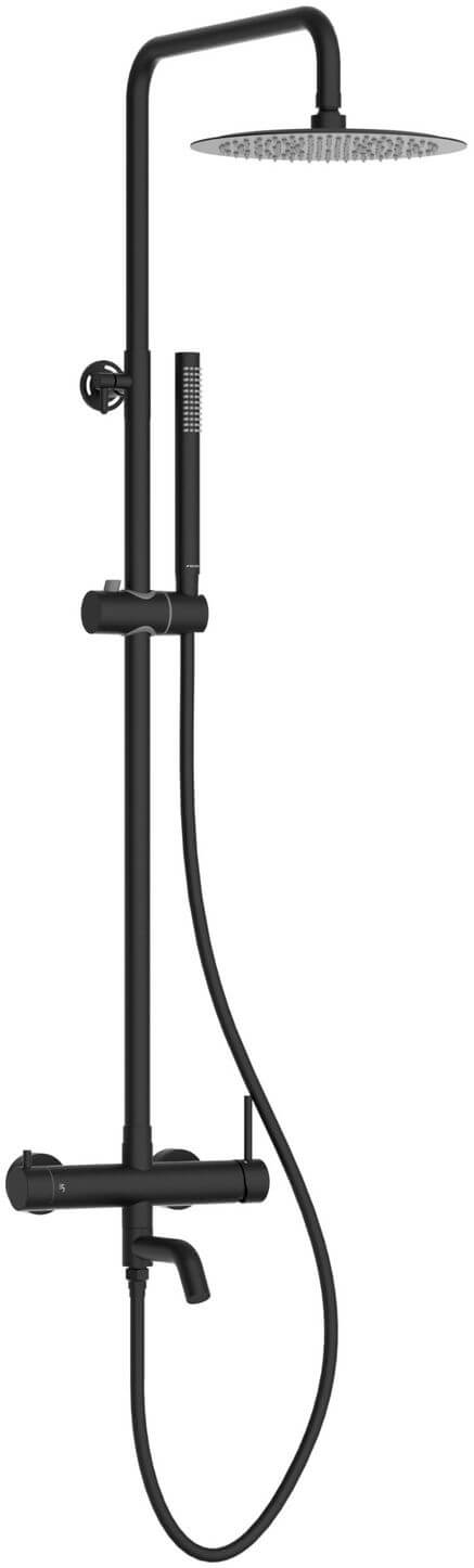 Balneo Cascade Duschset Wandmontage mit Kopfbrause schwarz H0301060505