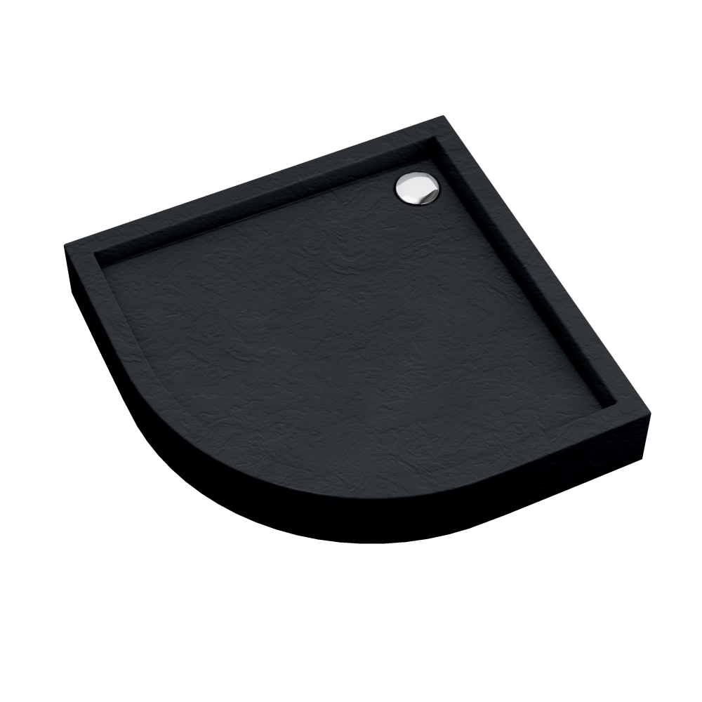 Schedpol Medium Black Stone Halbrunde Duschwanne 90x90 cm schwarz 3.4734/C/ST