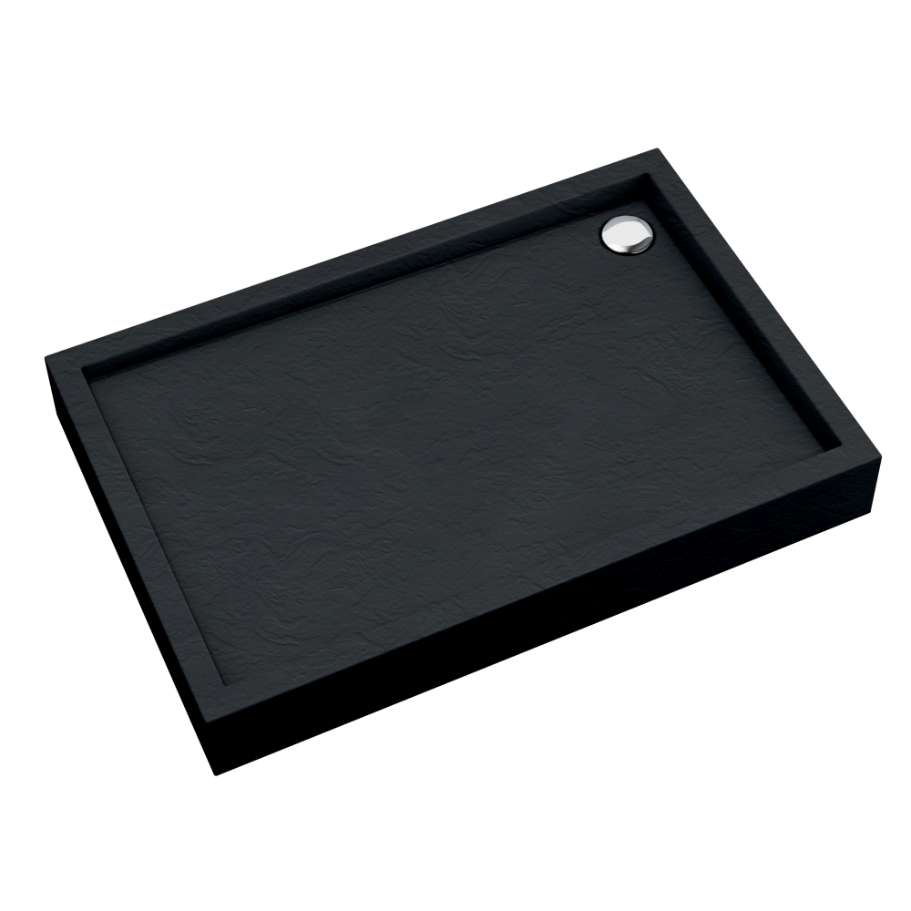 Schedpol Medium Black Stone Rechteckige Duschwanne 100x80 cm schwarz 3.4736/C/ST