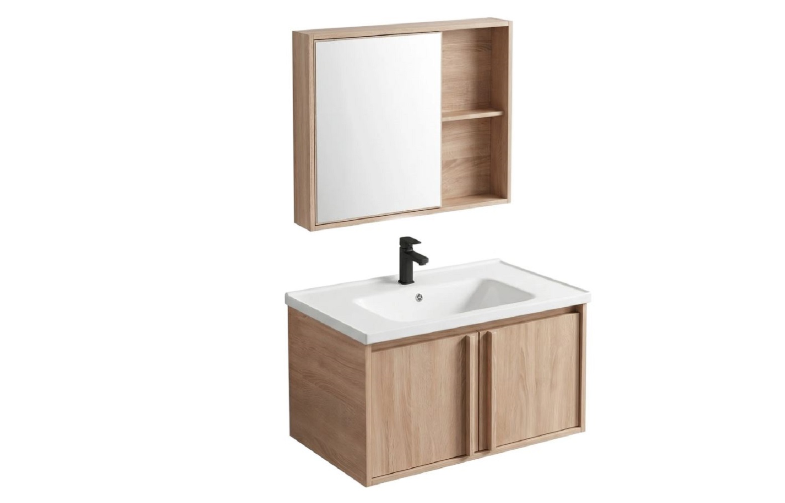 Rea Gama Waschbecken mit Unterschrank und Spiegel 60 cm beige REA-M0203