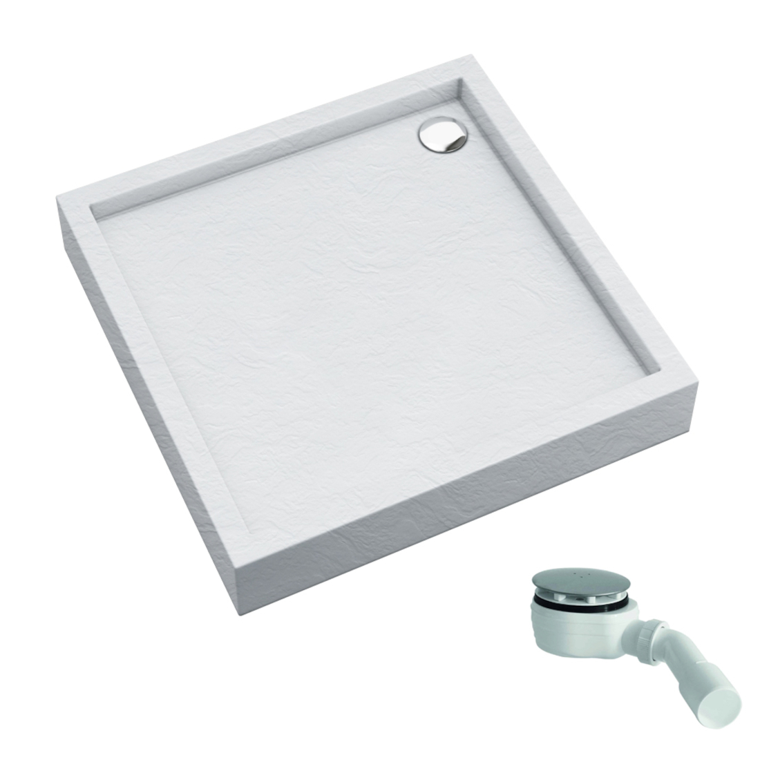 Schedline Favory Plus White Stone Quadratische Duschwanne 90x90 cm weiß 3ST.F1K-9090/B/ST