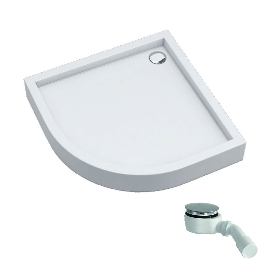 Schedline Favory Plus White Stone Halbrunde Duschwanne 80x80 cm weiß 3ST.F1O-8080/B/ST