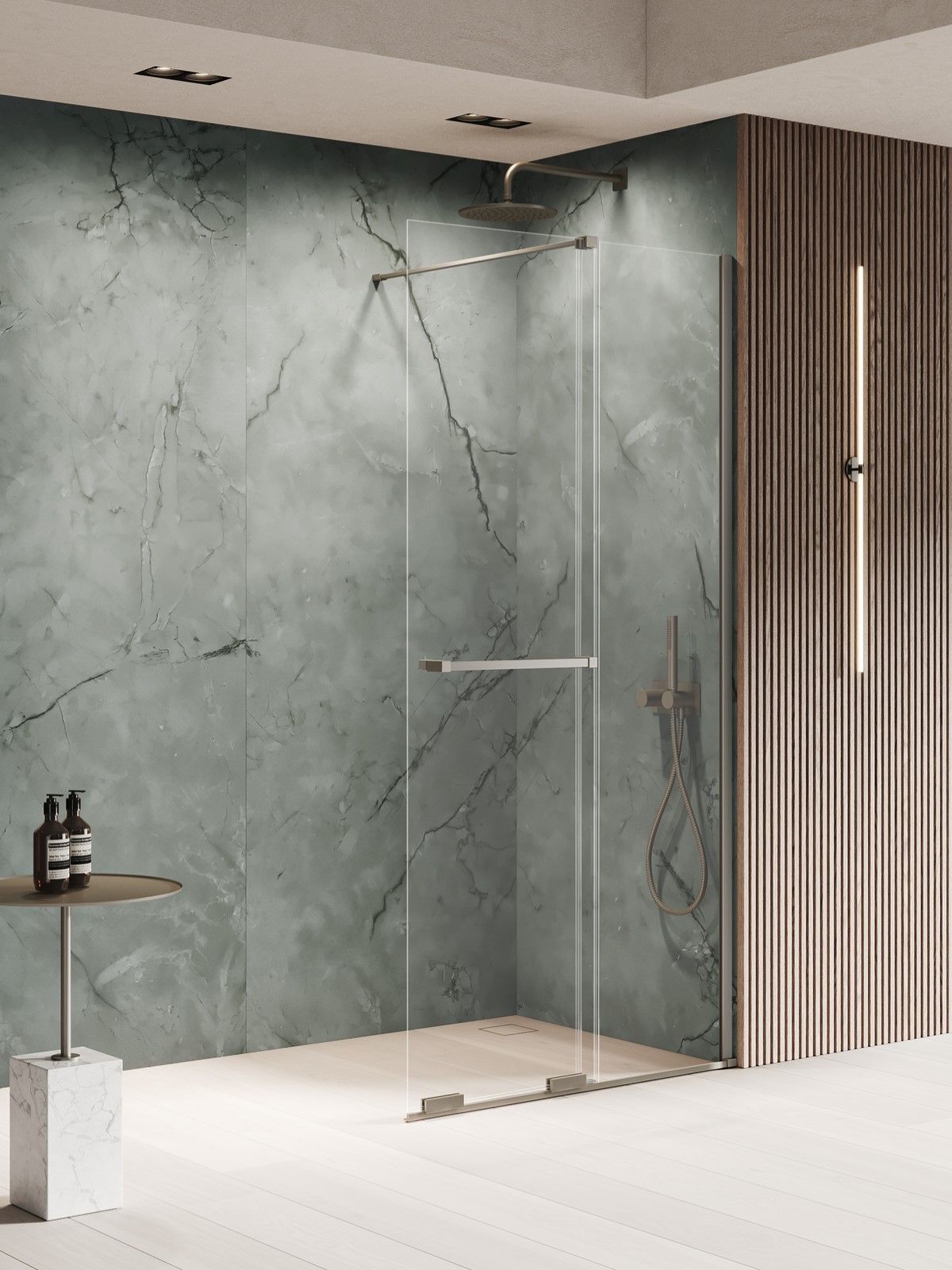 New Trendy Smart Gunmetal Brushed Walk-In Duschwand 80 cm gunmetal gebürstet/durchsichtiges Glas EXK-7948