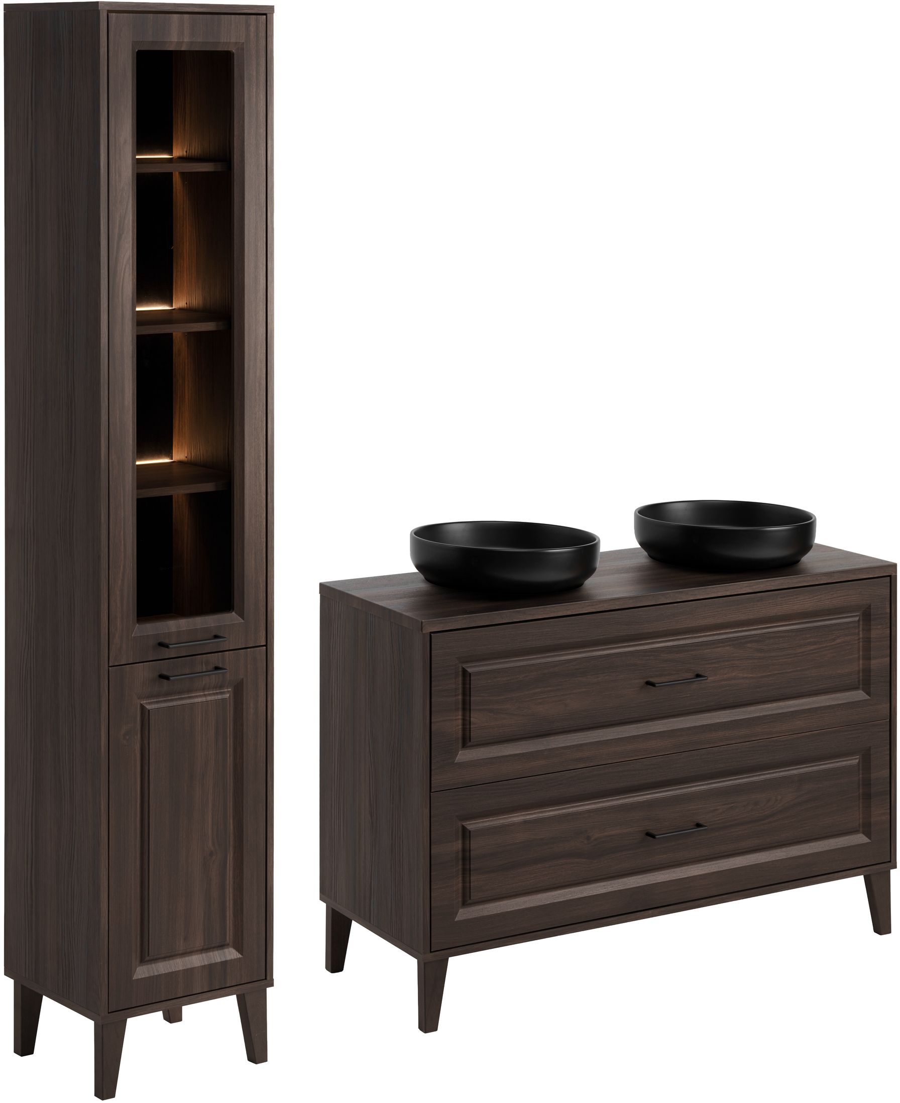 Set Badschrank Comad Dorothy Ristretto DOROTHY RISTRETTO 82-120-46-2S, Badschrank Comad Dorothy Ristretto DOROTHY RISTRETTO 80-40-2D, RIVER 1 BLACK MATT UN 40 ( E-6595 ), RISTRETTO 89-120-46 M