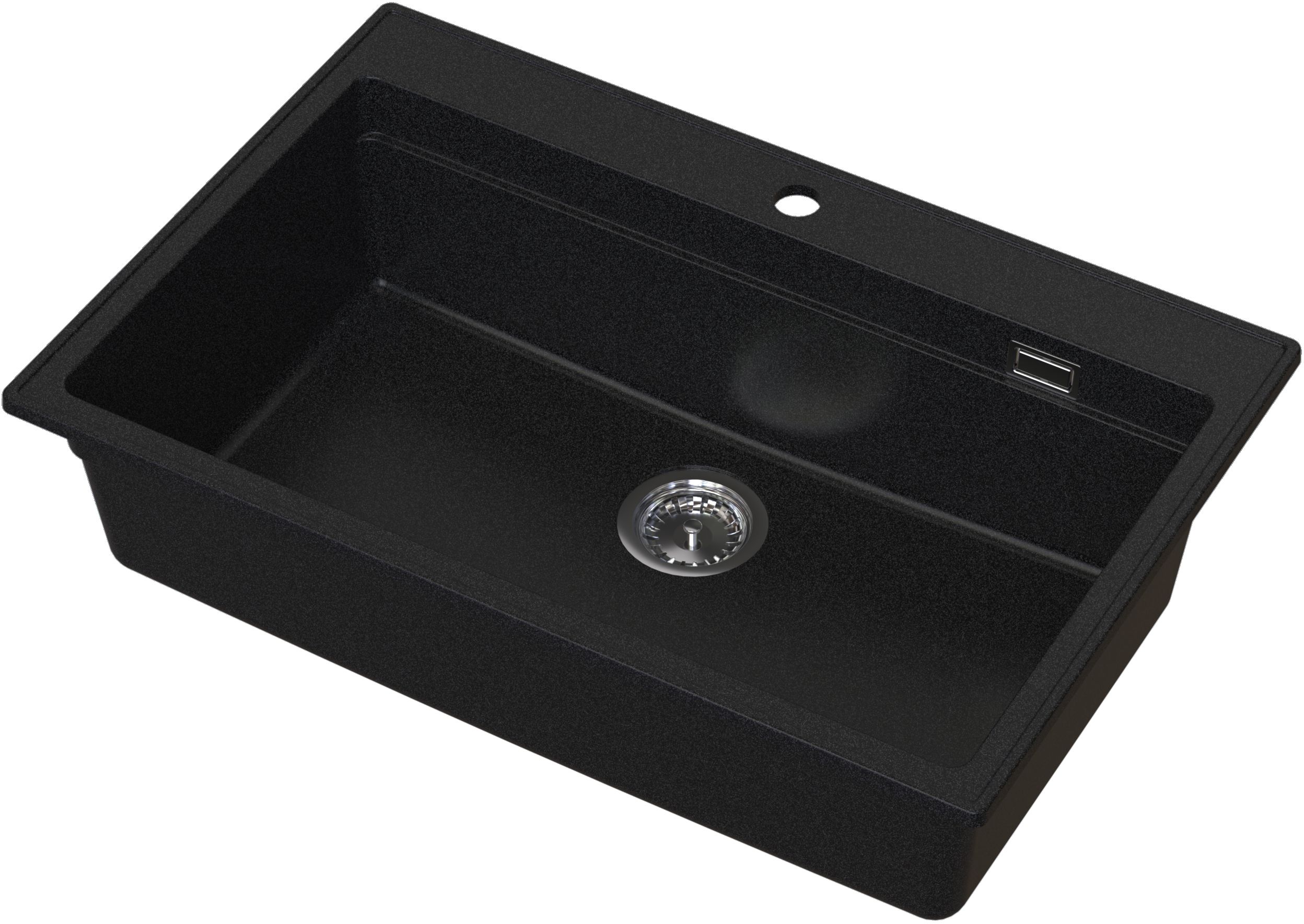 Ruvetti Absol 80 Granitspüle mit Abtropfeinsatz 76x50 cm schwarz 3001AB_BC80_W
