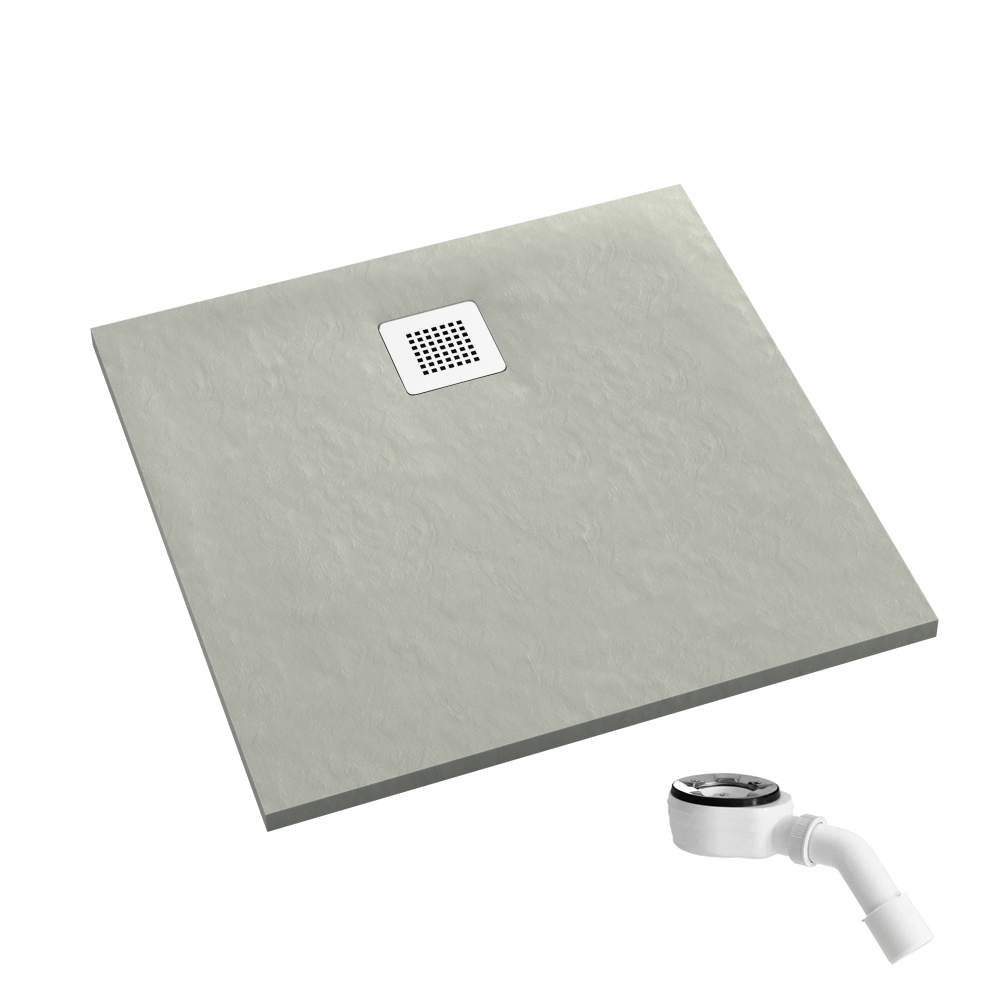 Schedpol Kalait Cement Stone Quadratische Duschwanne 100x100 cm zement 3.3202/CT/ST-M2