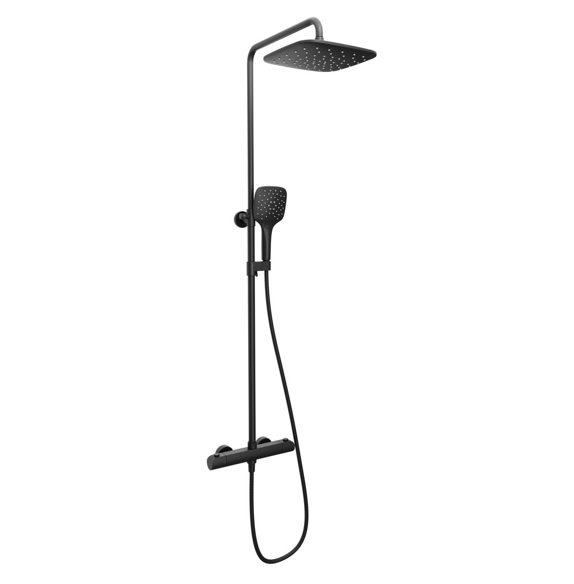 Ravak Flat Duschset Wandmontage mit Thermostat mit Kopfbrause schwarz X070443