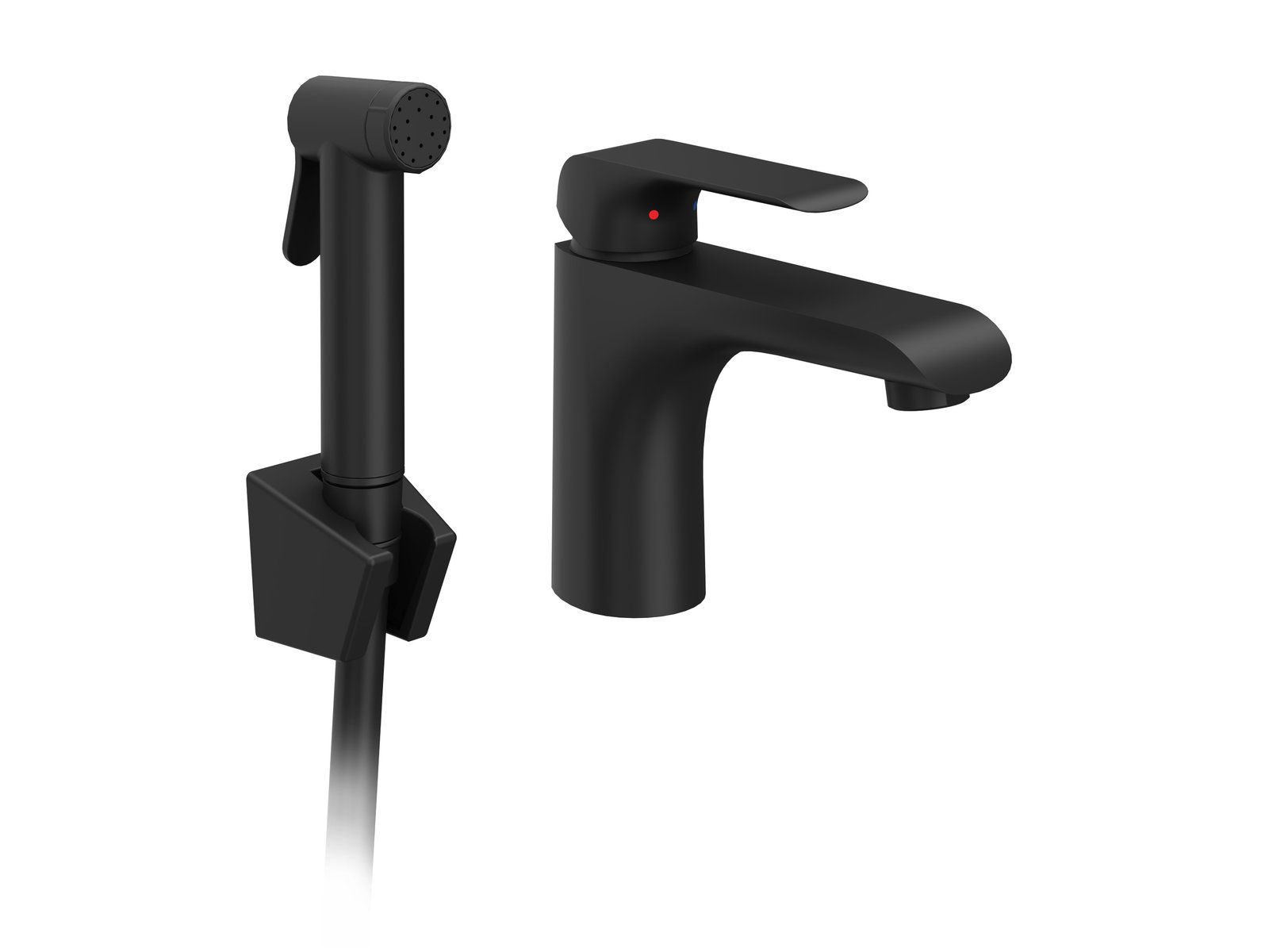 Ravak Puri Waschtischarmatur mit Bidet-Handbrause Stehend schwarz X070439