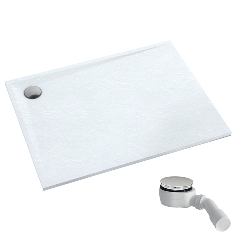 Schedpol Etrusco White Stone Rechteckige Duschwanne 110x80 cm weiß 3.473/B/ST
