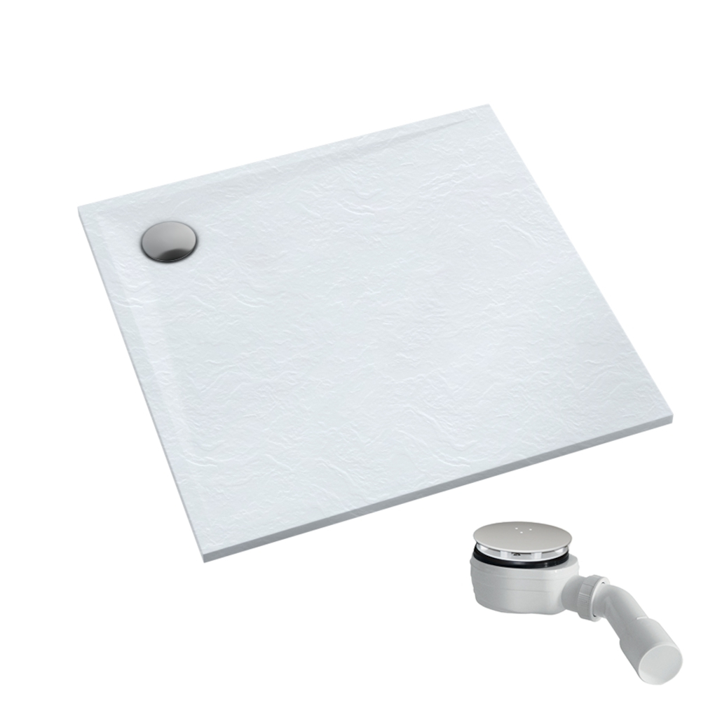 Schedpol Etrusco White Stone Quadratische Duschwanne 80x80 cm weiß 3.460/B/ST