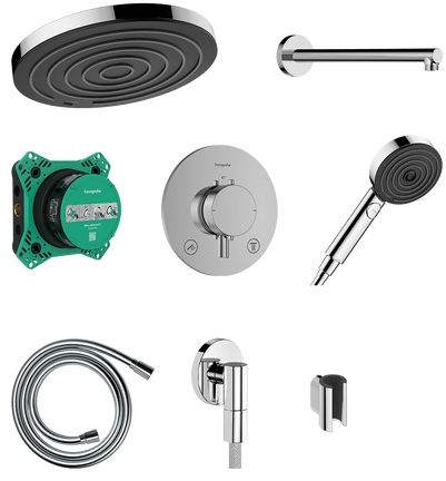 Hansgrohe Pulsify S Duschset Unterputz mit Thermostat mit Kopfbrause schwarz 24624340
