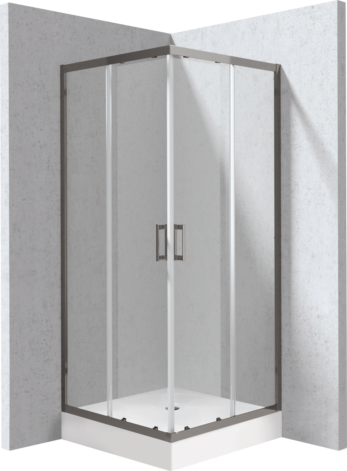 Deante Funkia Evo Duschkabinen-Set mit Duschwanne 90x90 cm quadratisch graphit Matte/durchsichtiges Glas KYCZD099P