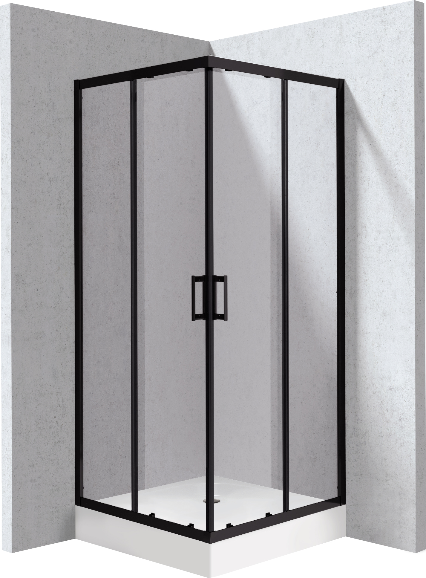 Deante Funkia Evo Duschkabinen-Set mit Duschwanne 90x90 cm quadratisch schwarz Matte/durchsichtiges Glas KYCZN099P