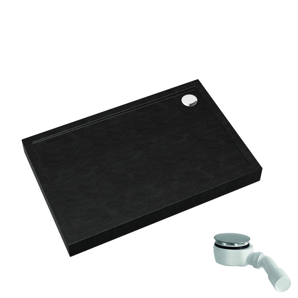 Schedpol Competia New Black Stone Rechteckige Duschwanne 100x80 cm schwarz 3.4636/C/ST