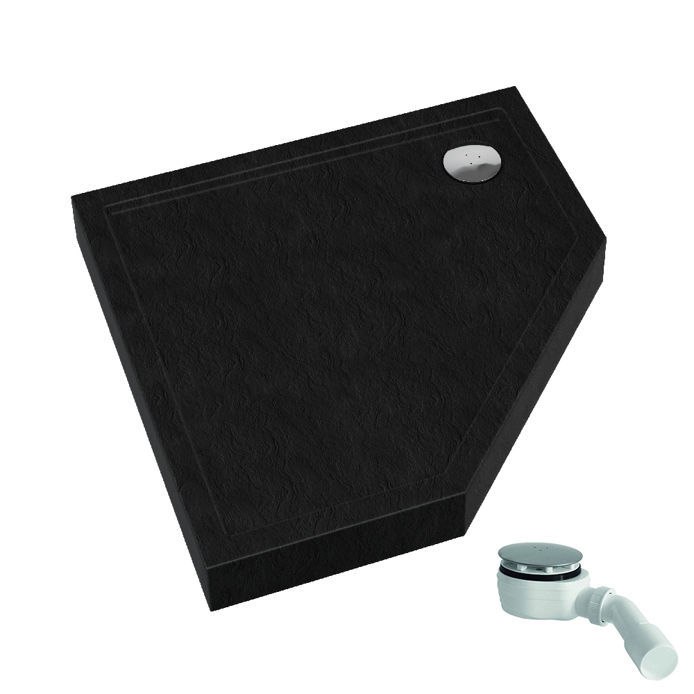 Schedpol Competia New Black Stone Fünfeckige Duschwanne 90x90 cm schwarz 3.4698/C/ST