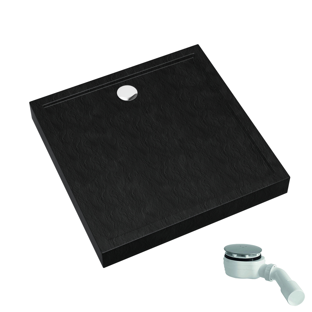 Schedpol Competia New Black Stone Quadratische Duschwanne 90x90 cm schwarz 3.4831/C/ST