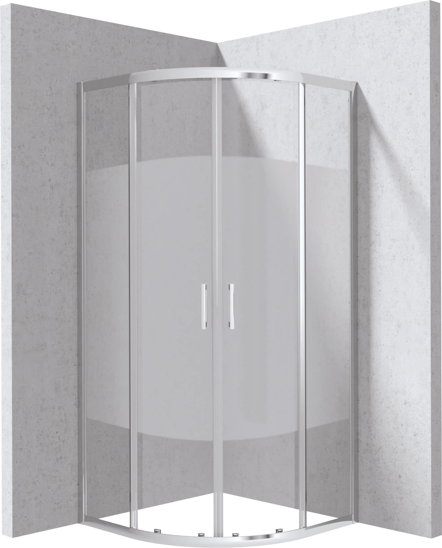 Deante Funkia Evo Duschkabine 80x80 cm halbrund chrom Glanz/Glas mit Muster KYP0E88P