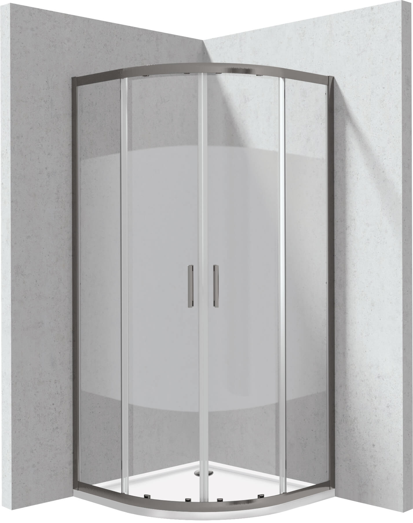 Deante Funkia Evo Duschkabinen-Set mit Duschwanne 80x80 cm halbrund graphit Matte/Glas mit Muster KYPPDE88P