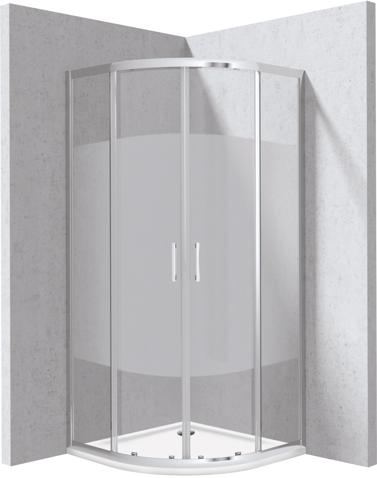 Deante Funkia Evo Duschkabinen-Set mit Duschwanne 90x90 cm halbrund chrom Glanz/Glas mit Muster KYPP0E99P