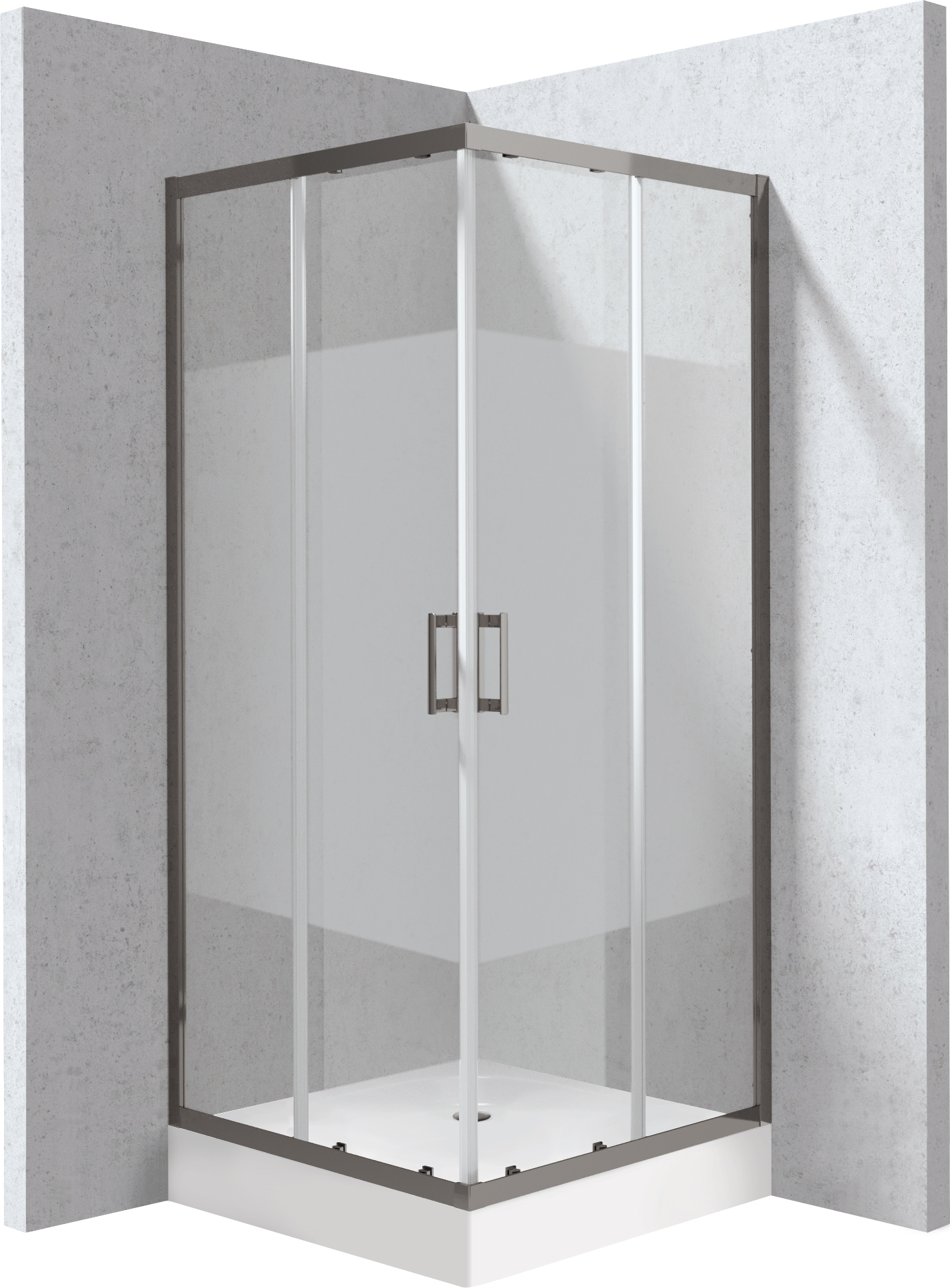 Deante Funkia Evo Duschkabinen-Set mit Duschwanne 90x90 cm quadratisch graphit Matte/Glas mit Muster KYCZDE99P