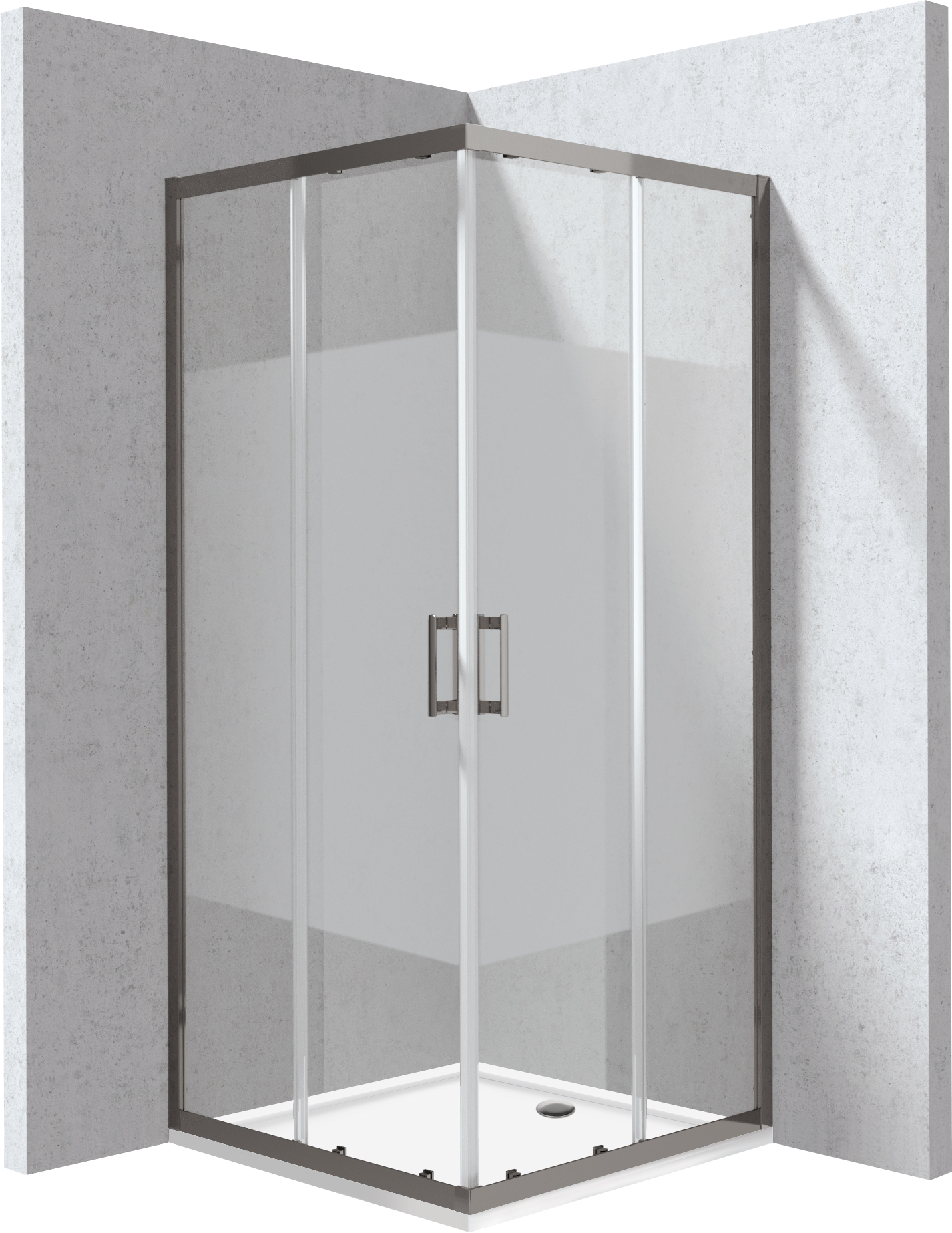 Deante Funkia Evo Duschkabinen-Set mit Duschwanne 90x90 cm quadratisch graphit Matte/Glas mit Muster KYCPDE99P
