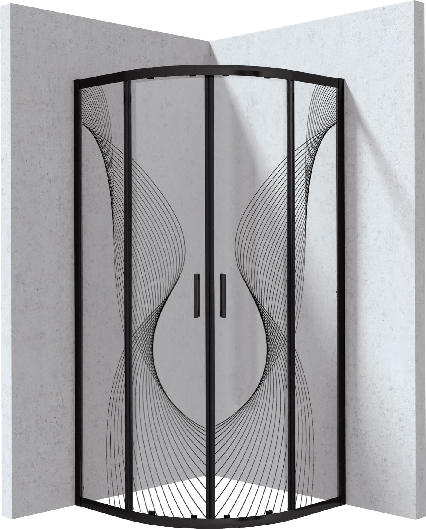 Deante Funkia Evo Duschkabine 80x80 cm halbrund schwarz Matte/Glas mit Muster KYPNB88P