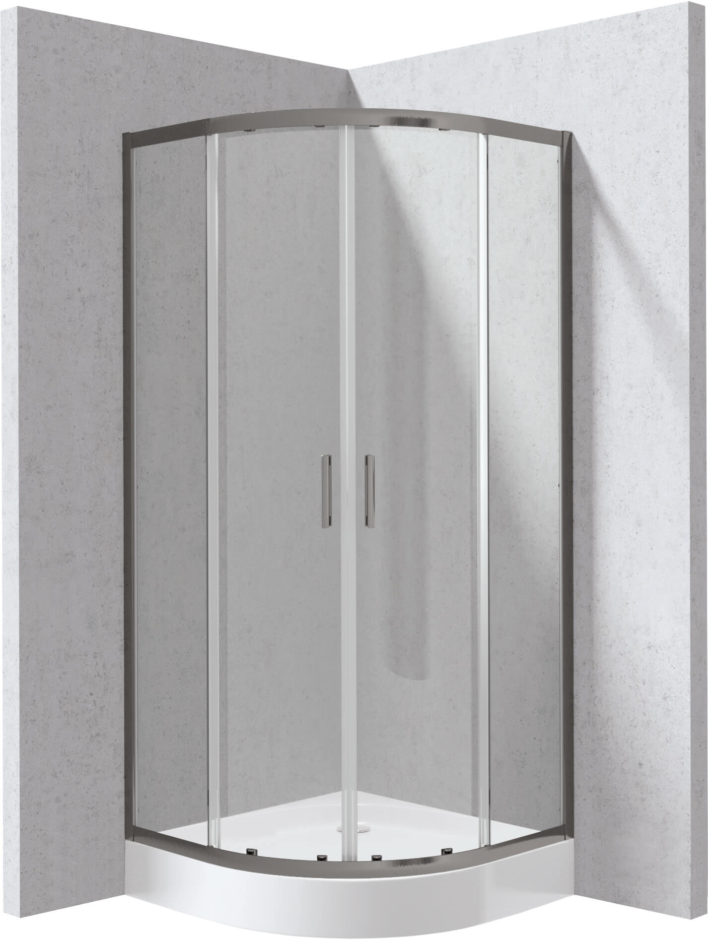 Deante Funkia Evo Duschkabinen-Set mit Duschwanne 80x80 cm halbrund graphit Matte/durchsichtiges Glas KYPZD088P