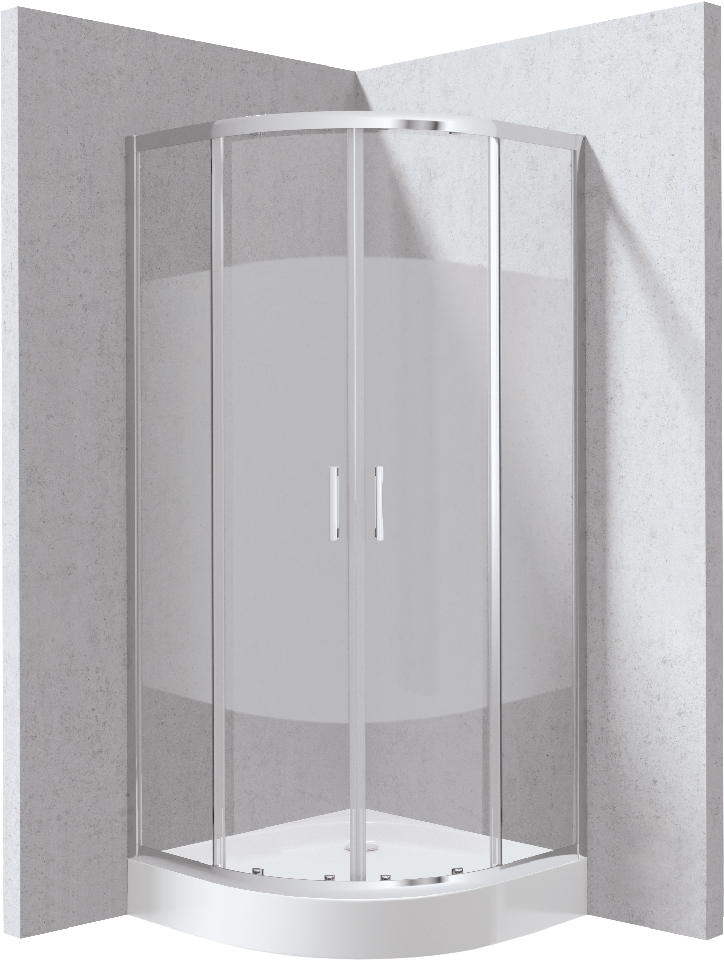 Deante Funkia Evo Duschkabinen-Set mit Duschwanne 80x80 cm halbrund chrom Glanz/Glas mit Muster KYPZ0E88P