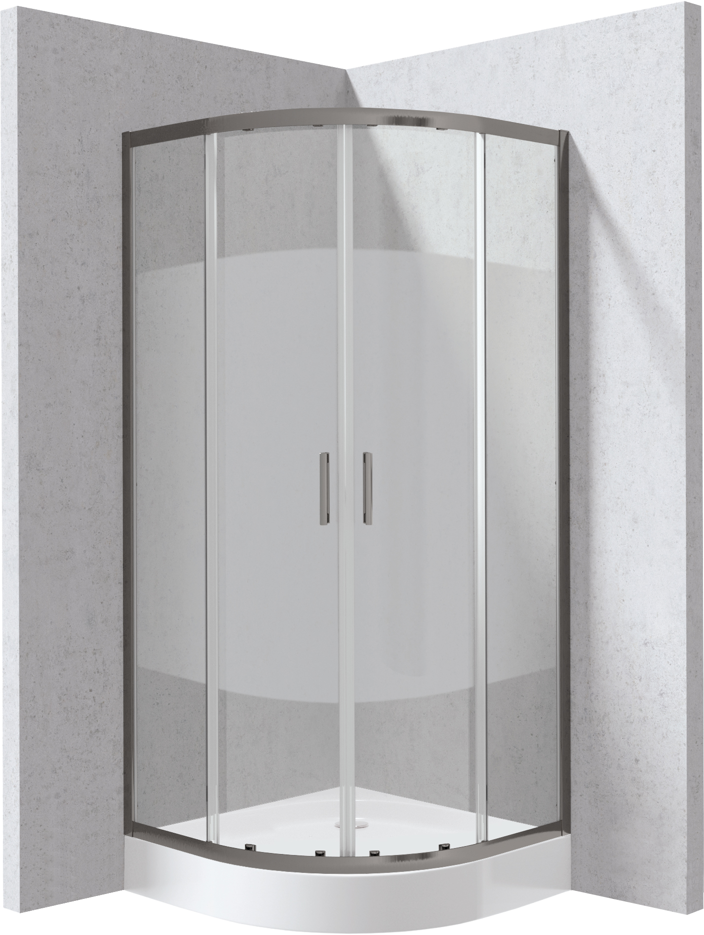 Deante Funkia Evo Duschkabinen-Set mit Duschwanne 80x80 cm halbrund graphit Matte/Glas mit Muster KYPZDE88P