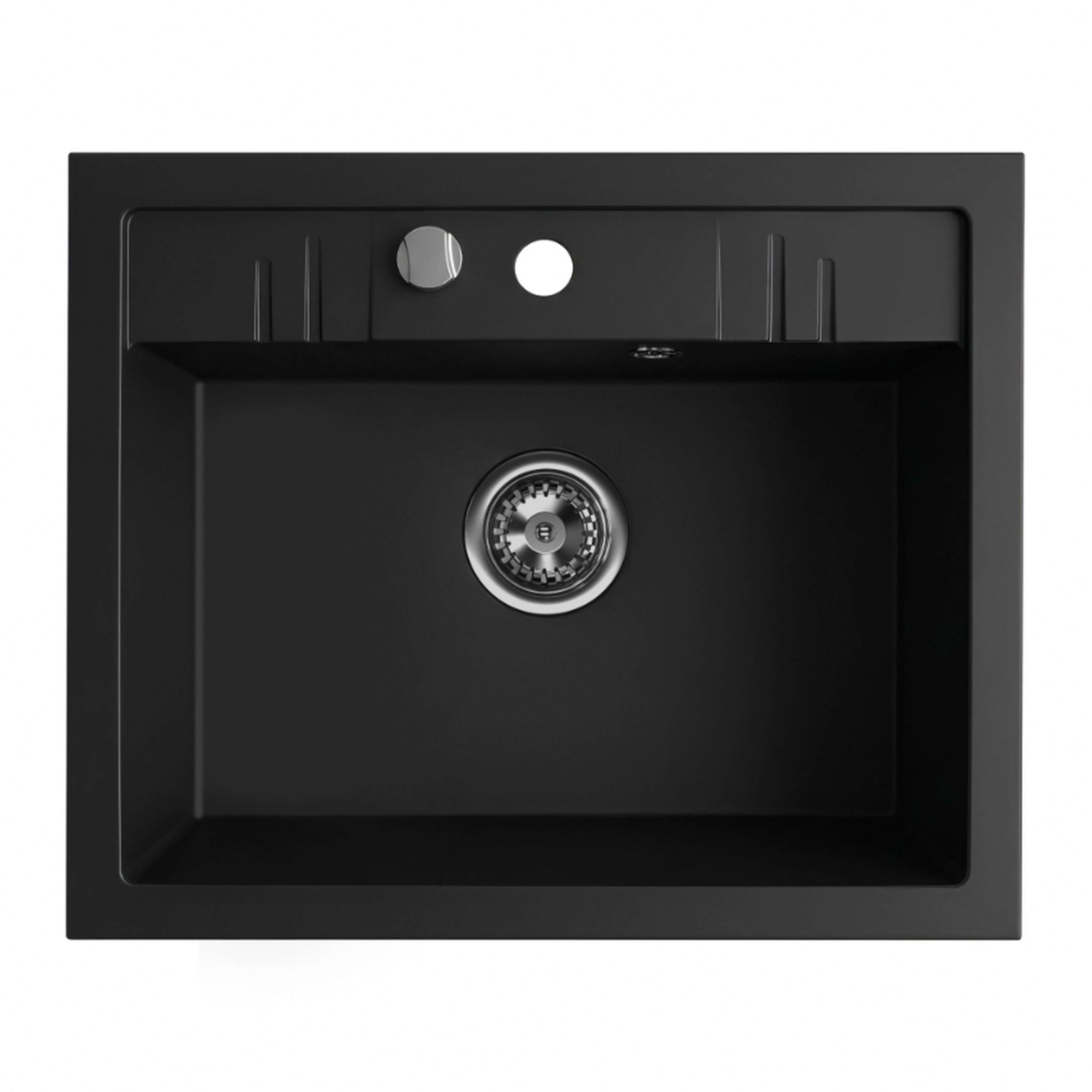 Ferro Mezzo II Granitspüle 58x48 cm schwarz DRGM1-48-58BM