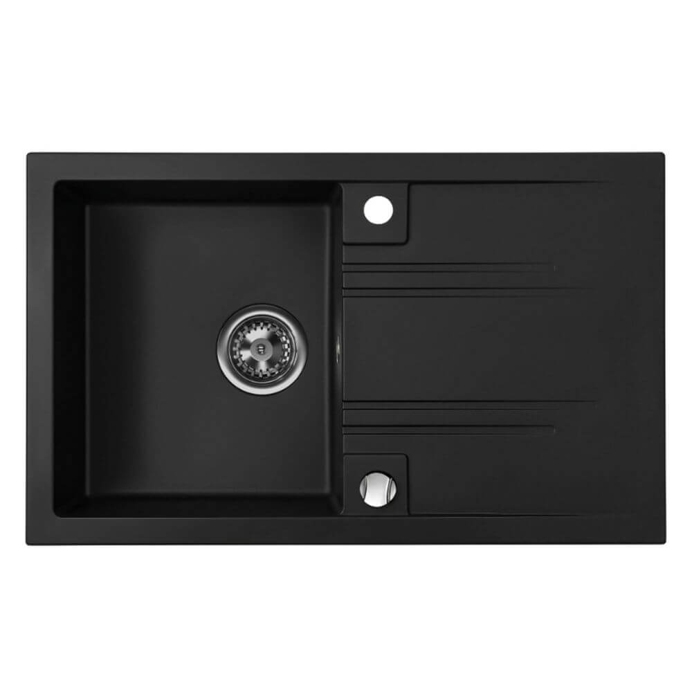 Ferro Mezzo II Granitspüle 78x48 cm schwarz DRGM48-78BM