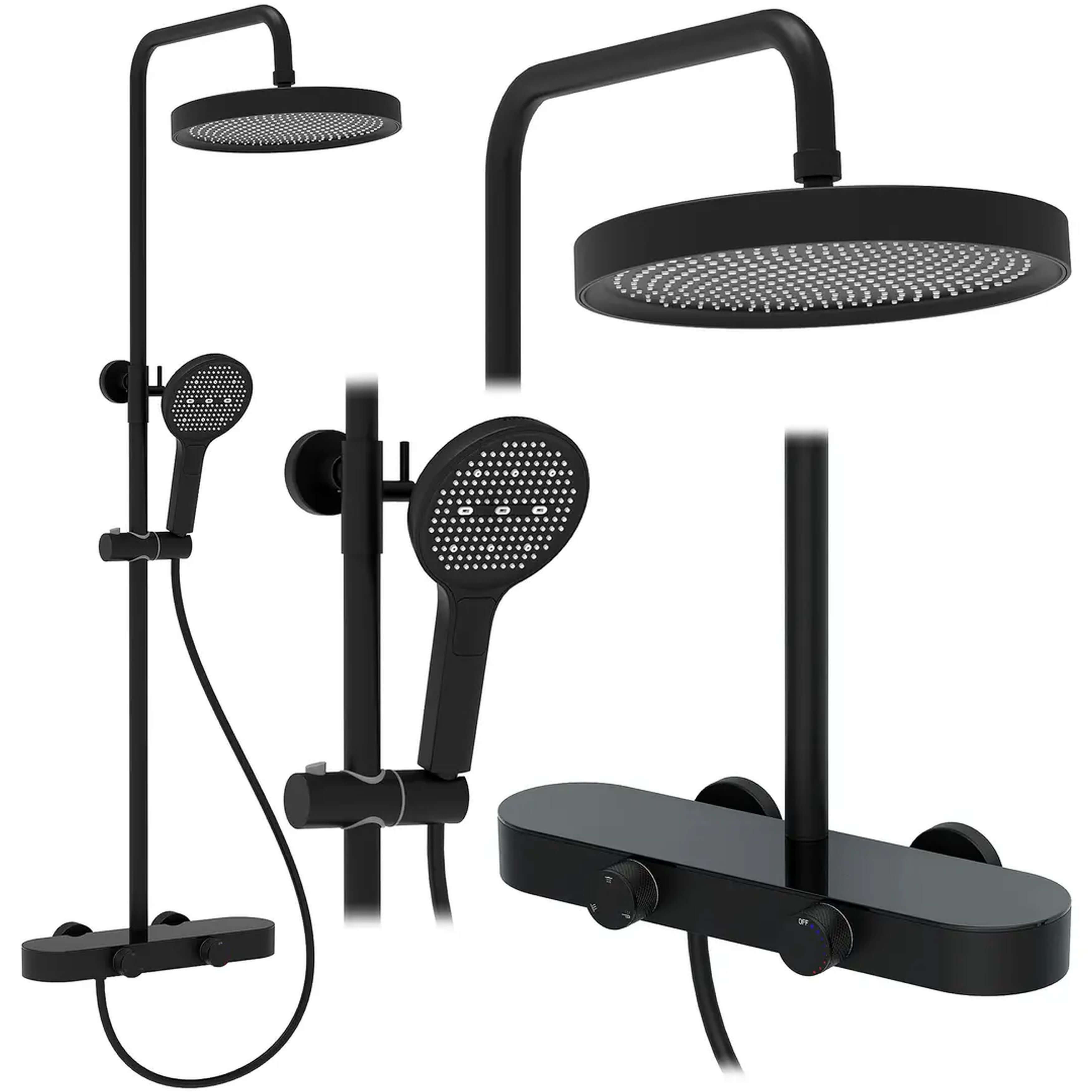 Rea Cris Duschset Wandmontage mit Kopfbrause schwarz REA-P0360