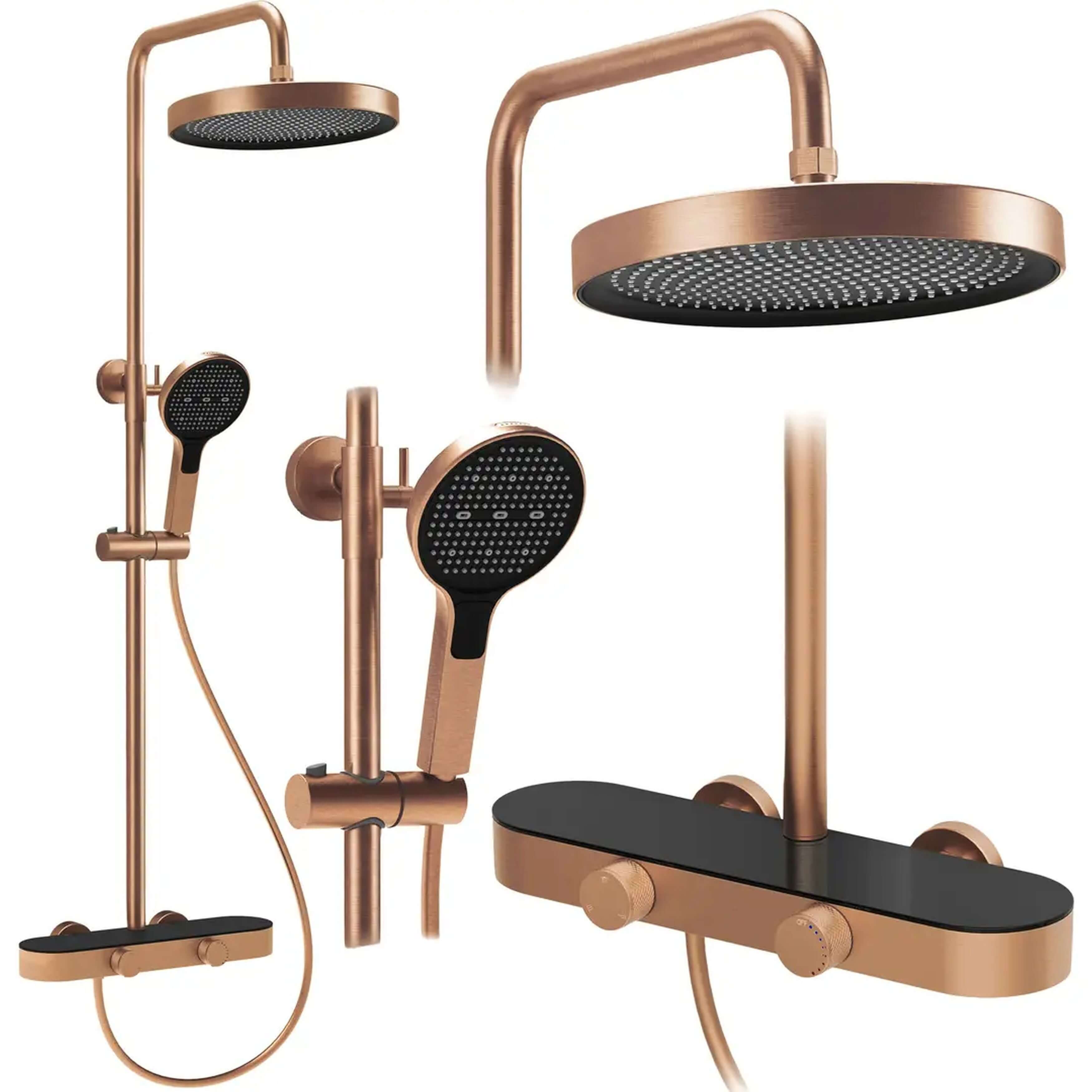 Rea Cris Duschset Wandmontage mit Kopfbrause kupfer REA-P0362