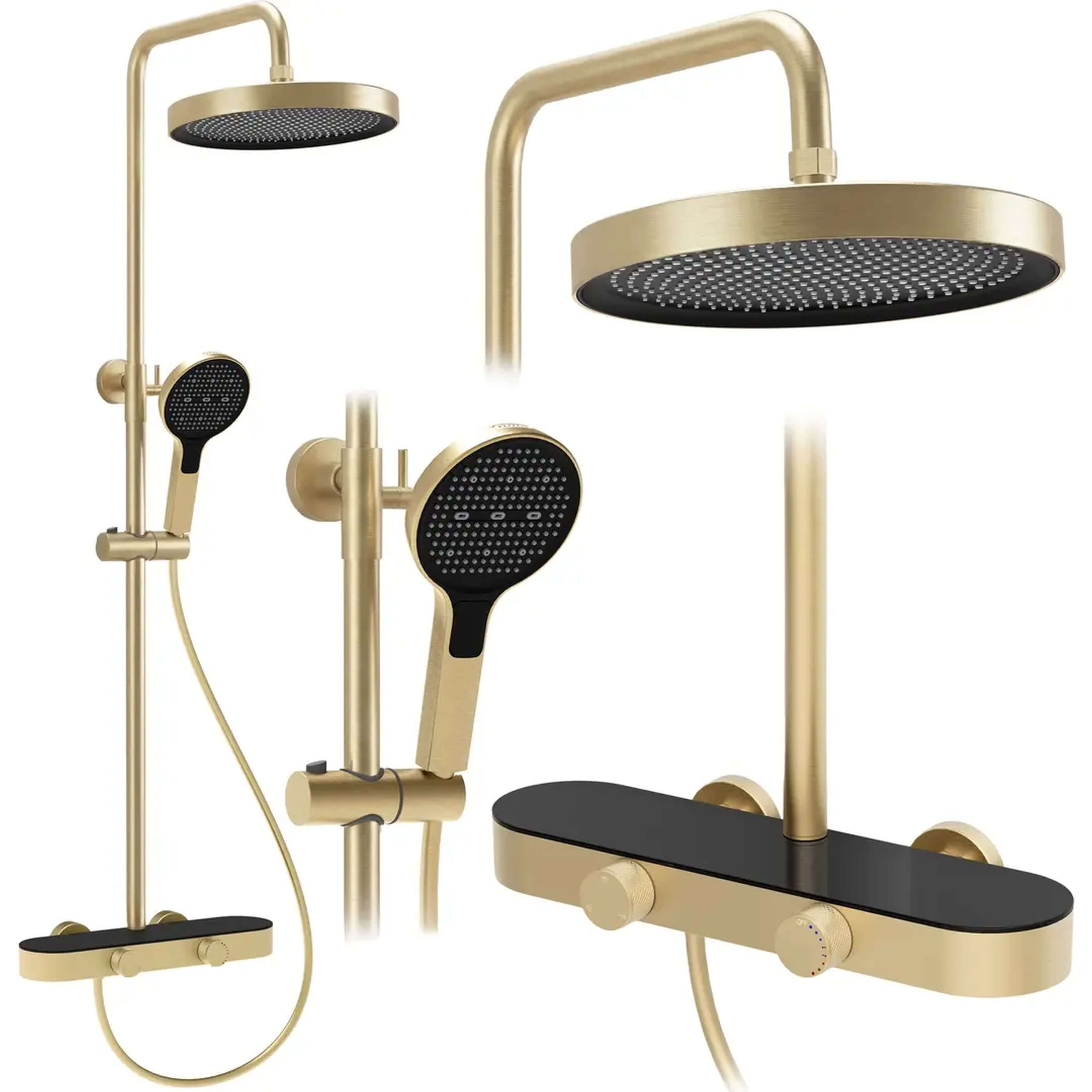Rea Cris Duschset Wandmontage mit Kopfbrause gold REA-P0361
