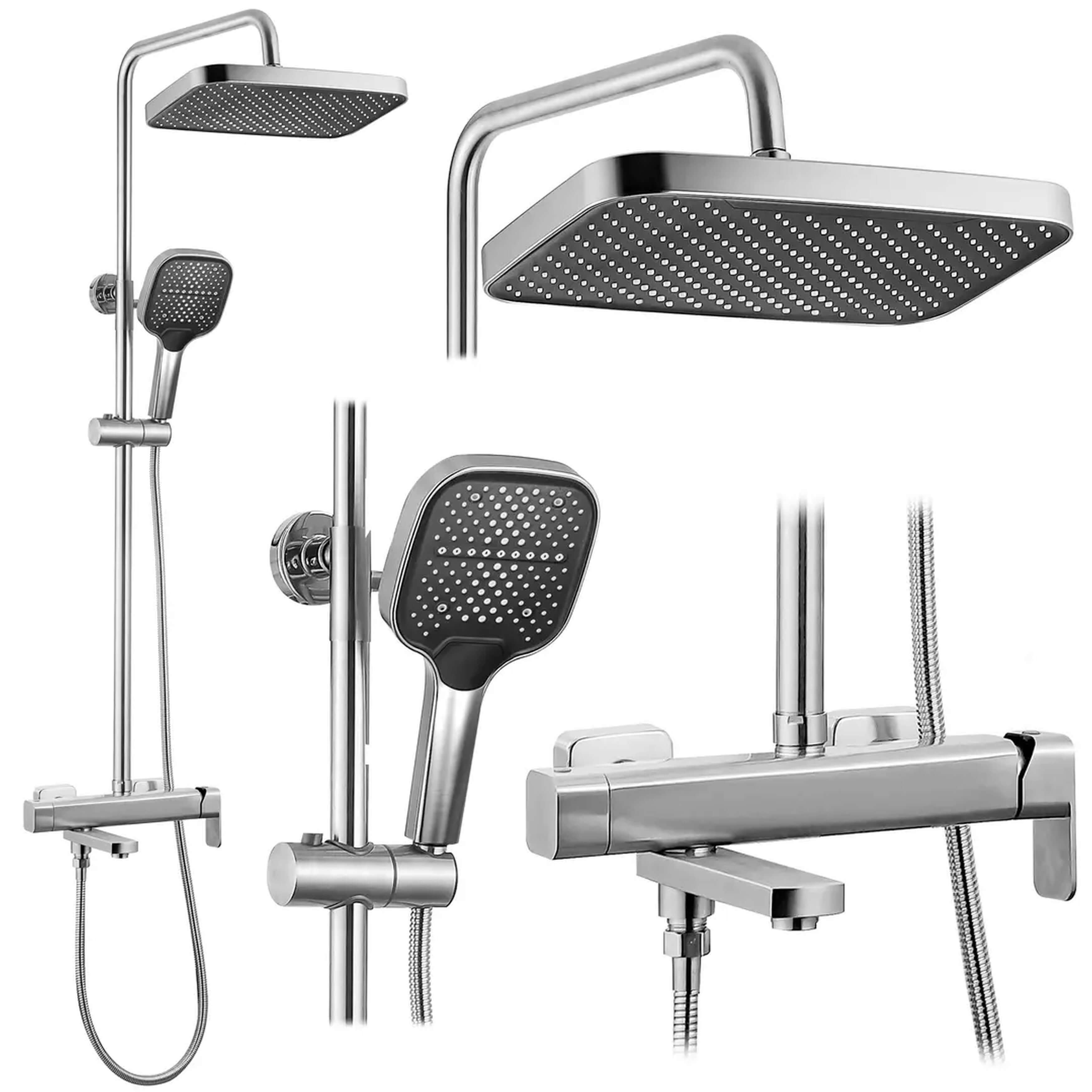 Rea Arlo Duschset Wandmontage mit Kopfbrause stahl REA-P7340