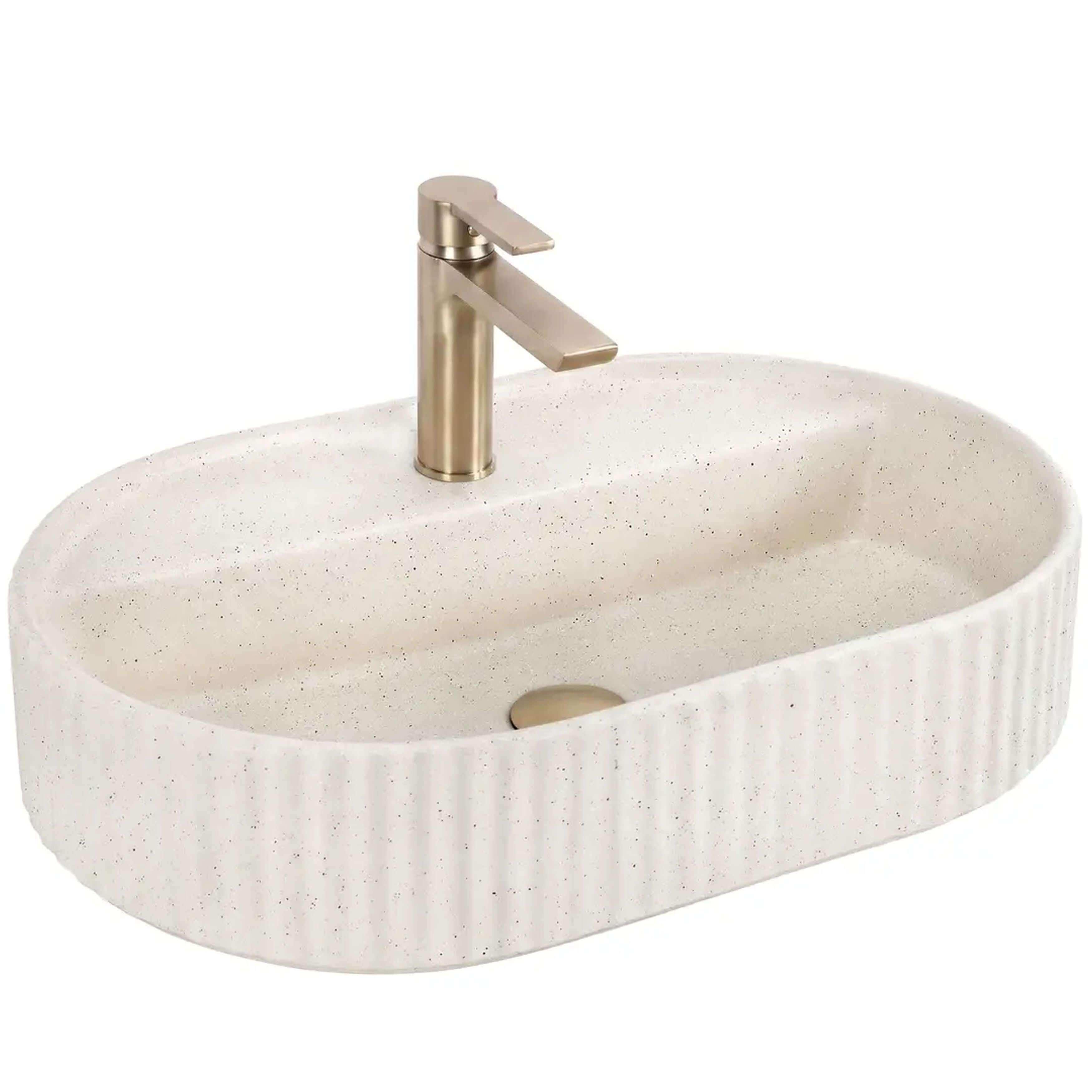Rea Marcela Waschbecken 60x37 cm oval Aufsatzwaschbecken braun/beige matte REA-U3520