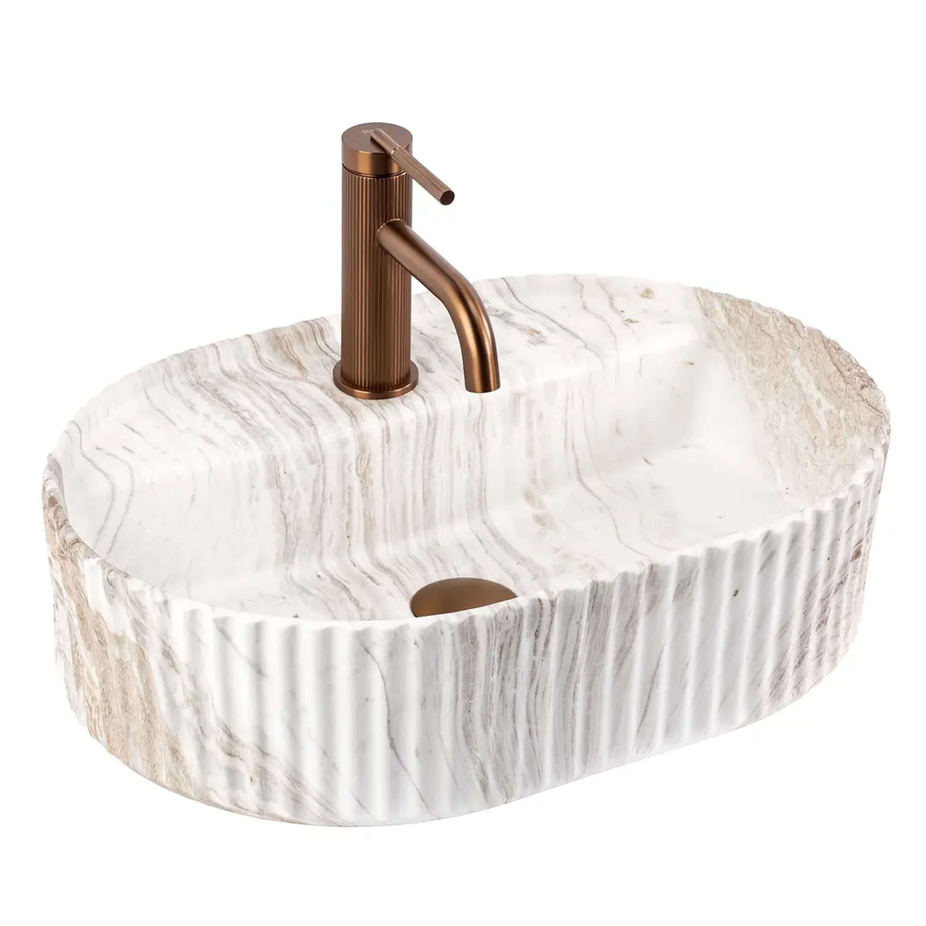 Rea Marcela Waschbecken 50x35.5 cm oval Aufsatzwaschbecken braun/beige matte REA-U3514