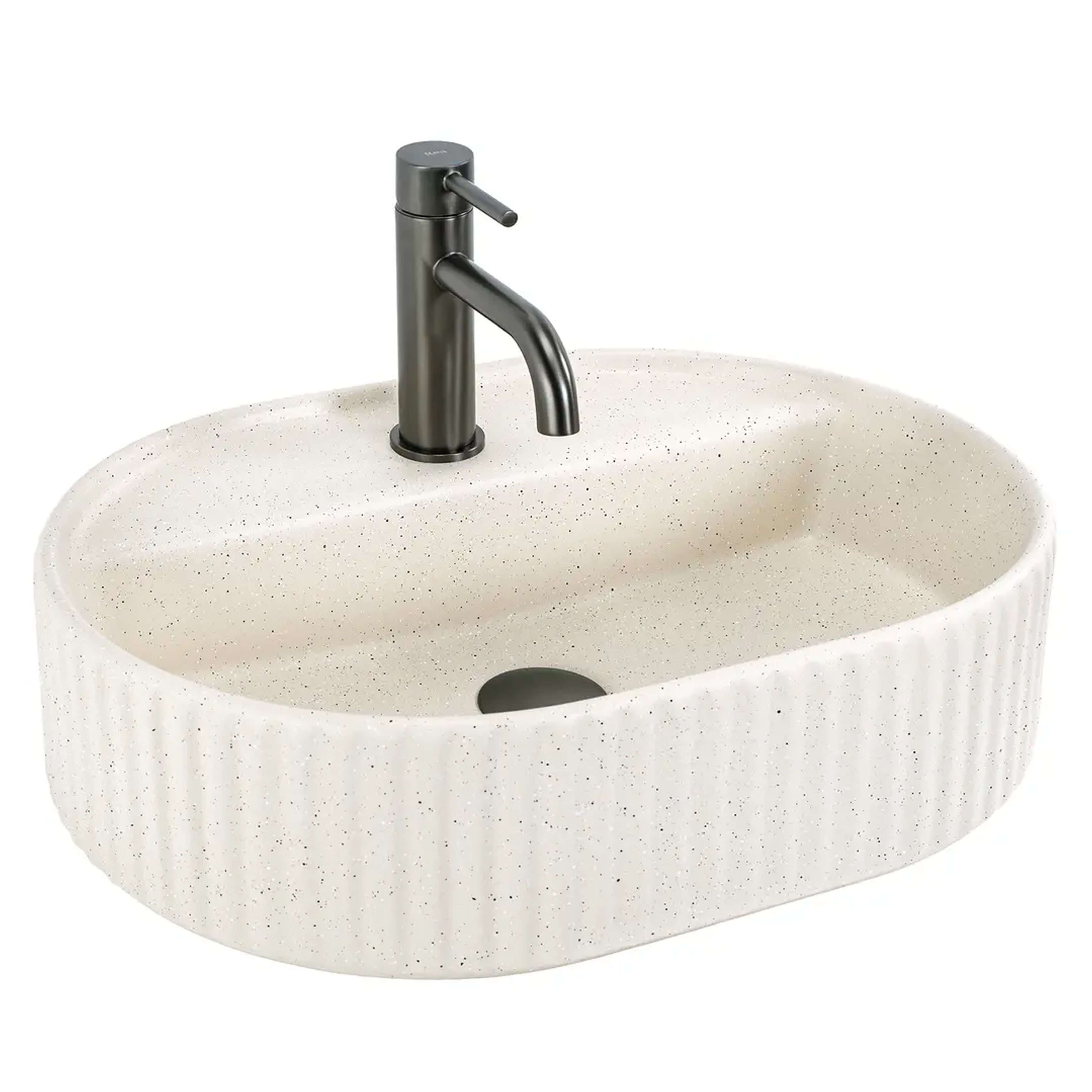 Rea Marcela Waschbecken 50x35.5 cm oval Aufsatzwaschbecken braun/beige matte REA-U3516