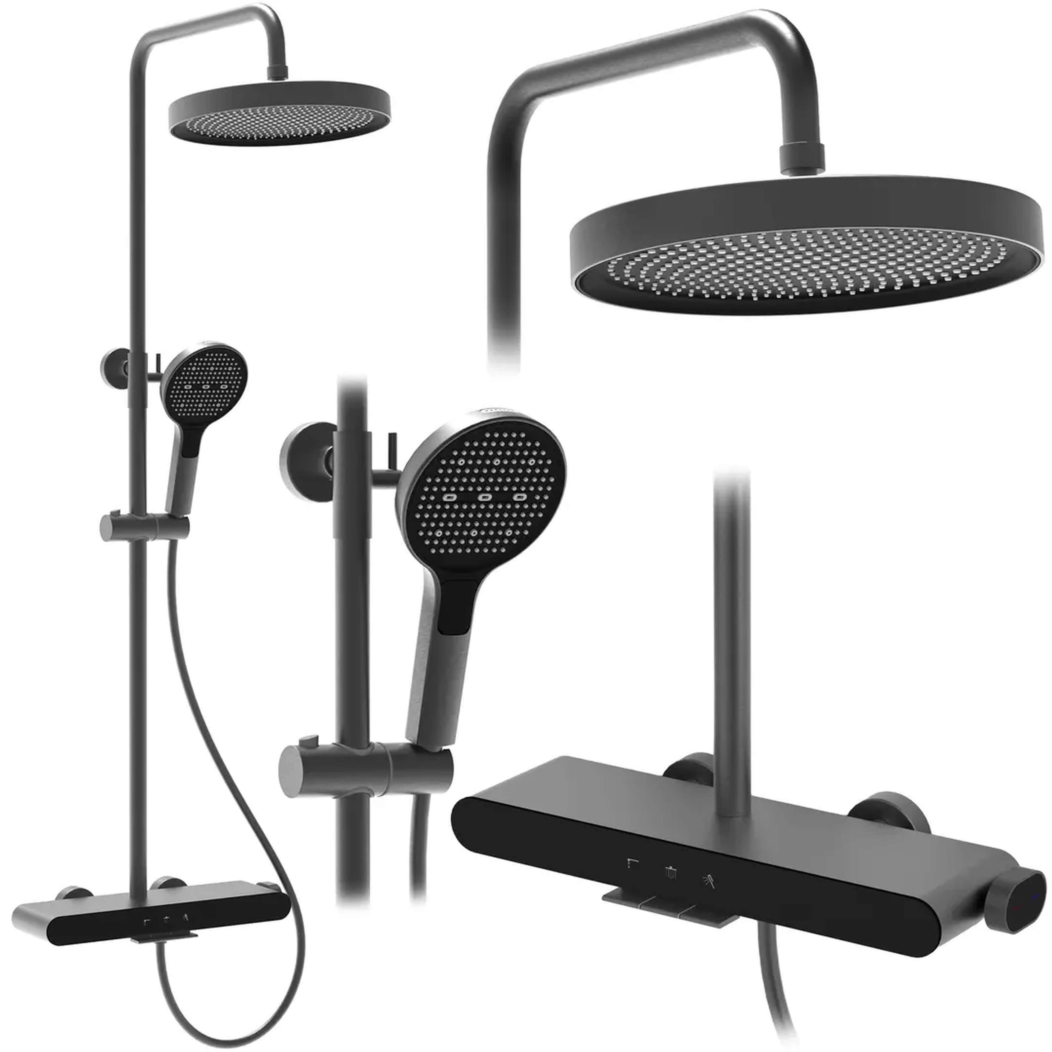 Rea Farel Duschset Wandmontage mit Kopfbrause graphit REA-P0352