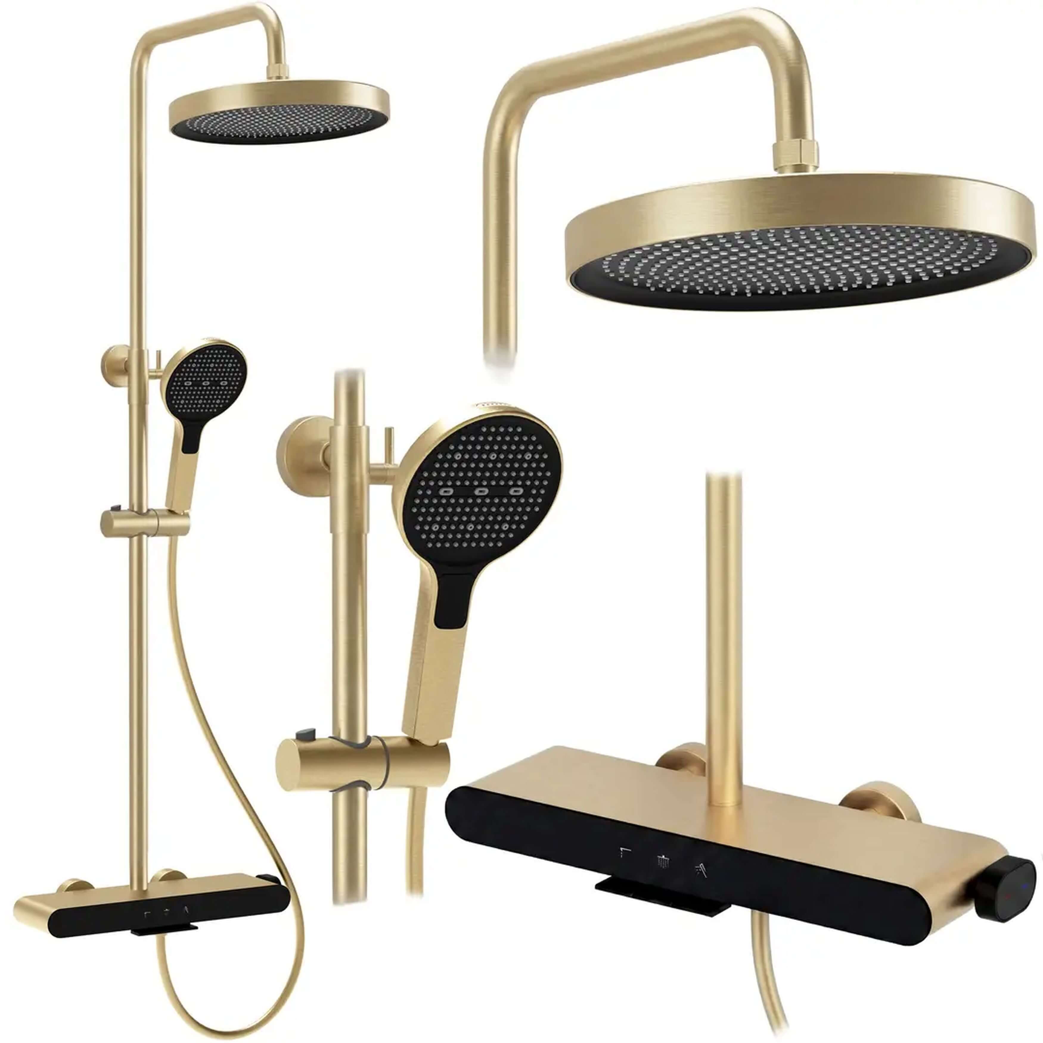 Rea Farel Duschset Wandmontage mit Kopfbrause gold REA-P0355